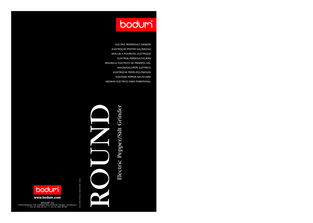 Bodum 11098, 11038 manual Round 