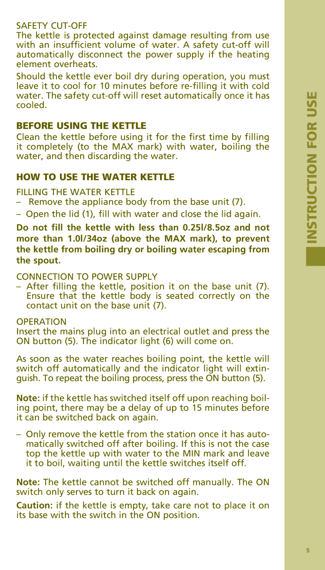 Bodum 11154 manual Before Using the Kettle, HOW to USE the Water Kettle 