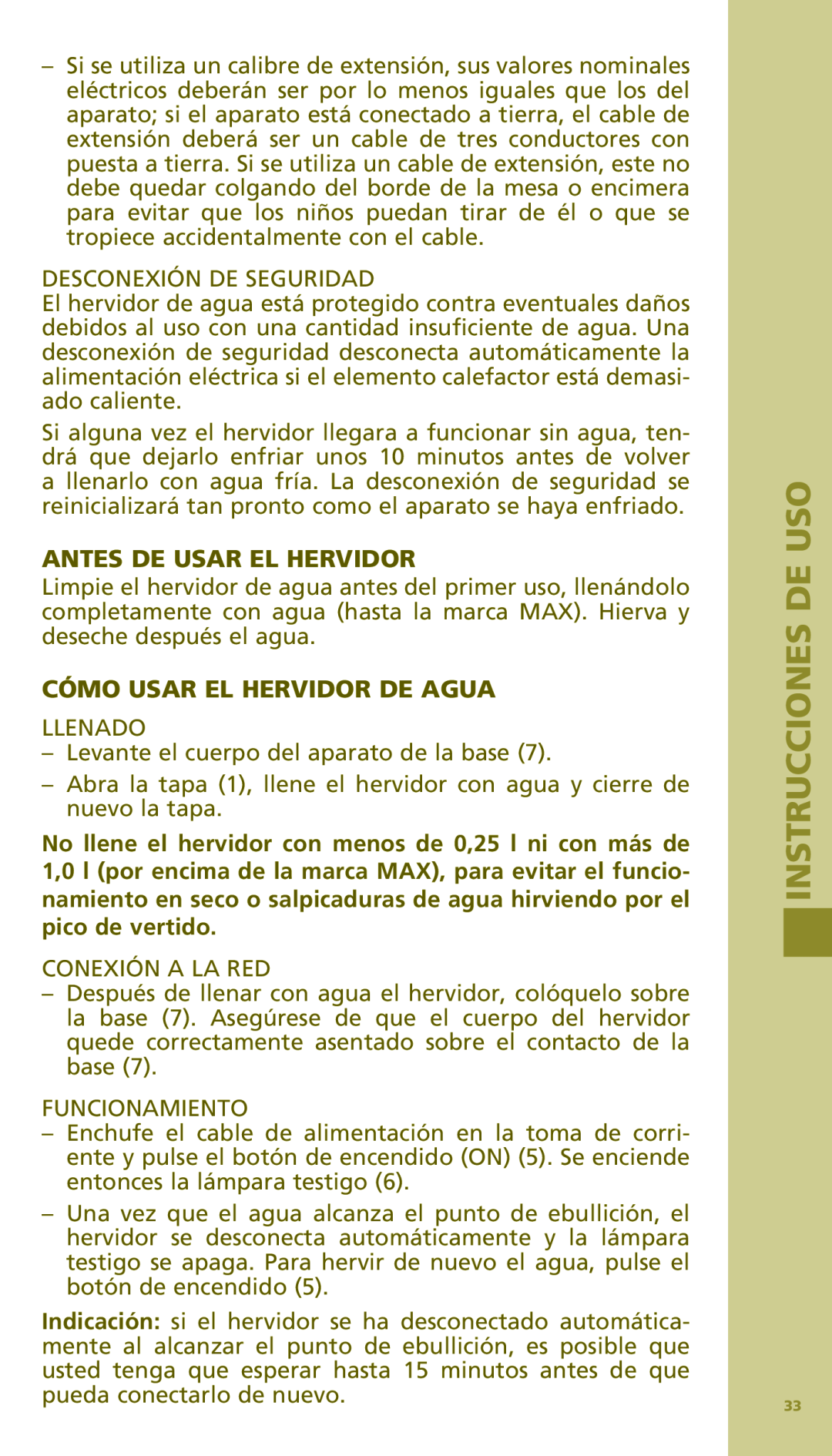 Bodum 11154 manual Antes De Usar El Hervidor, Cómo Usar El Hervidor De Agua, Instrucciones De Uso 