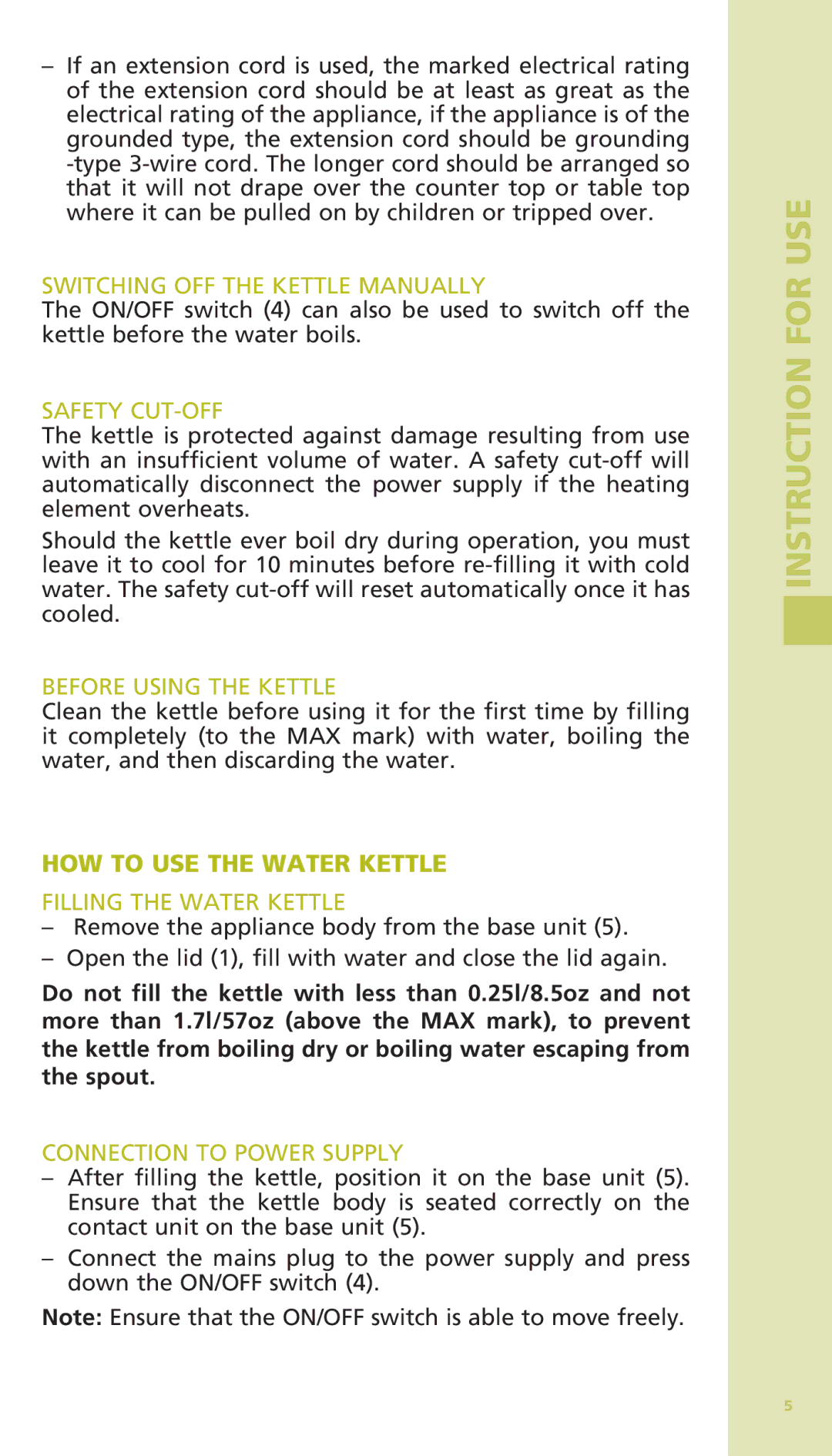 Bodum 11175 warranty HOW to USE the Water Kettle 