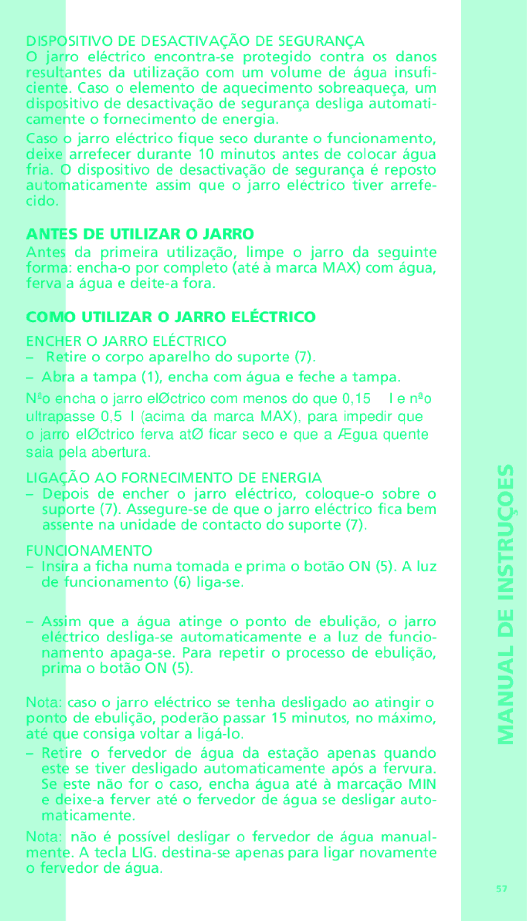 Bodum 11318 manual Antes DE Utilizar O Jarro, Como Utilizar O Jarro Eléctrico 