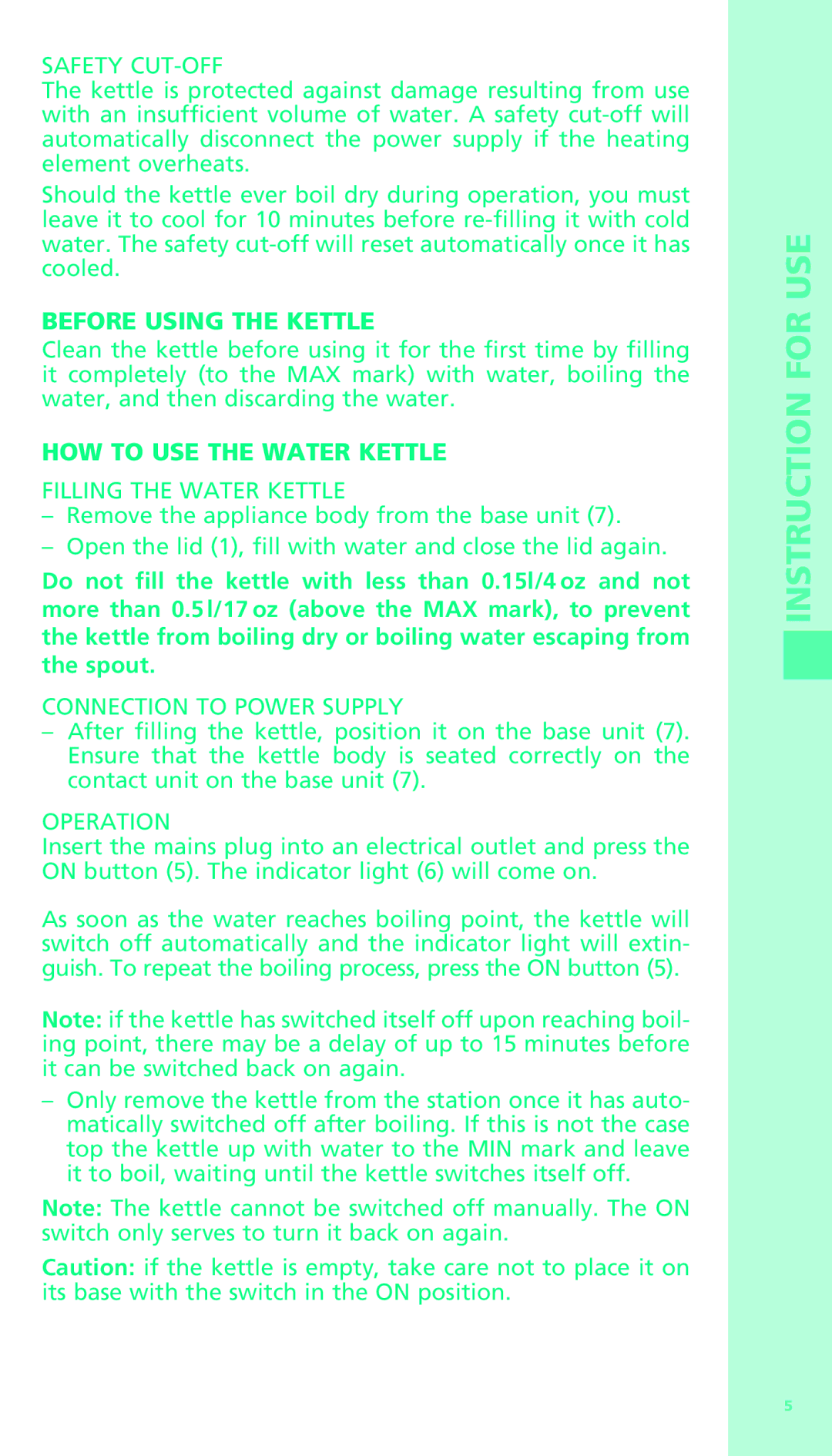 Bodum 11318 manual Before Using the Kettle, HOW to USE the Water Kettle 