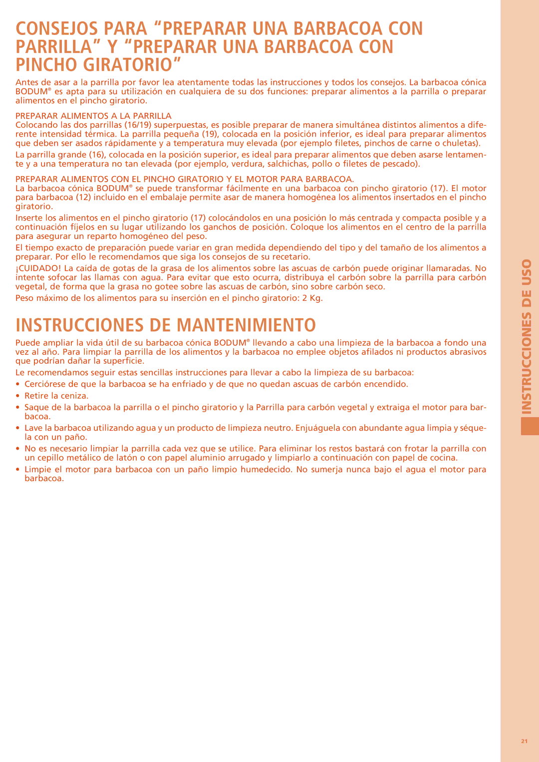 Bodum 11344 manual Instrucciones DE Mantenimiento 