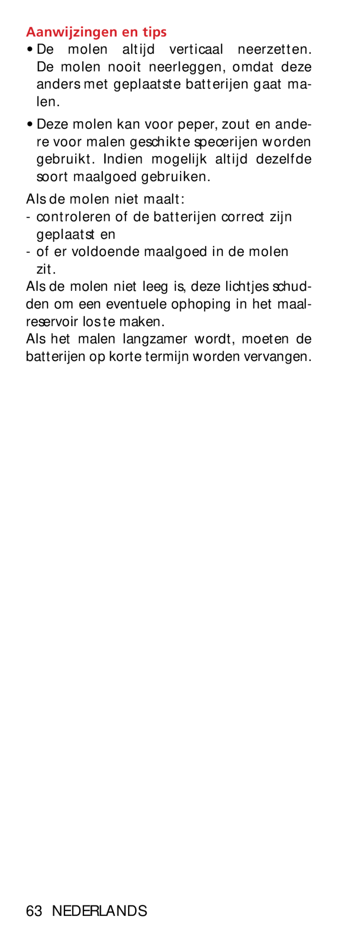 Bodum 11348 manual Aanwijzingen en tips 