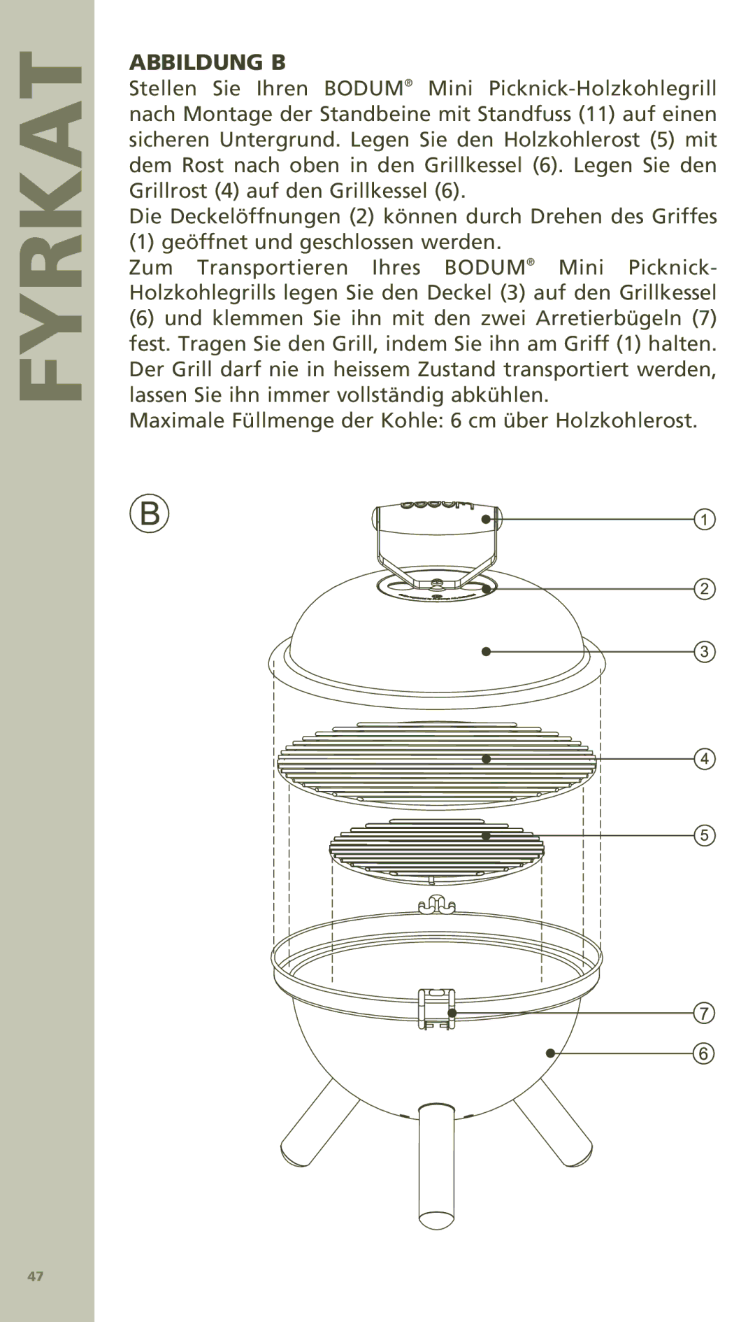 Bodum 11421 manual Abbildung B 