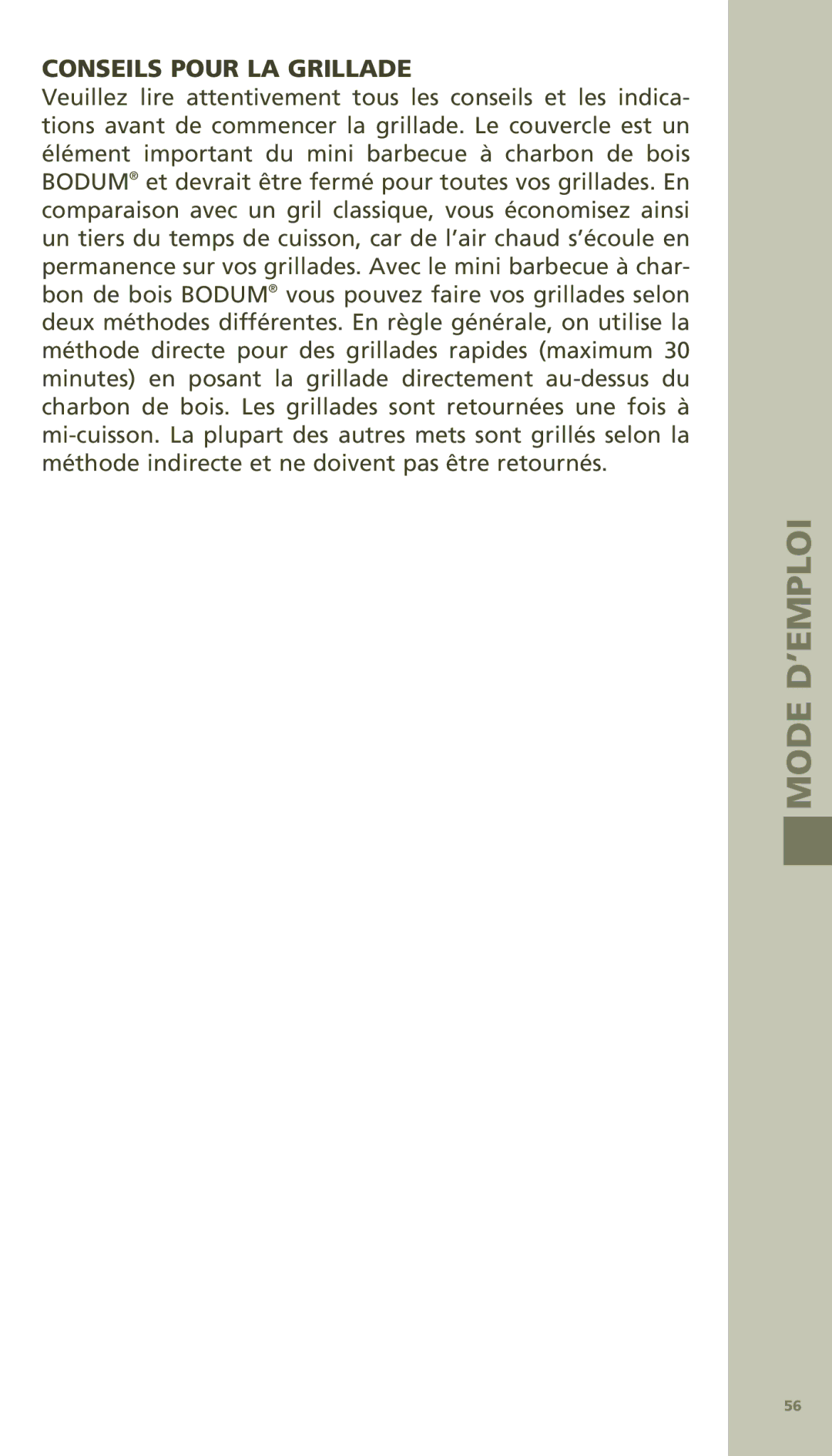 Bodum 11421 manual Conseils Pour LA Grillade 