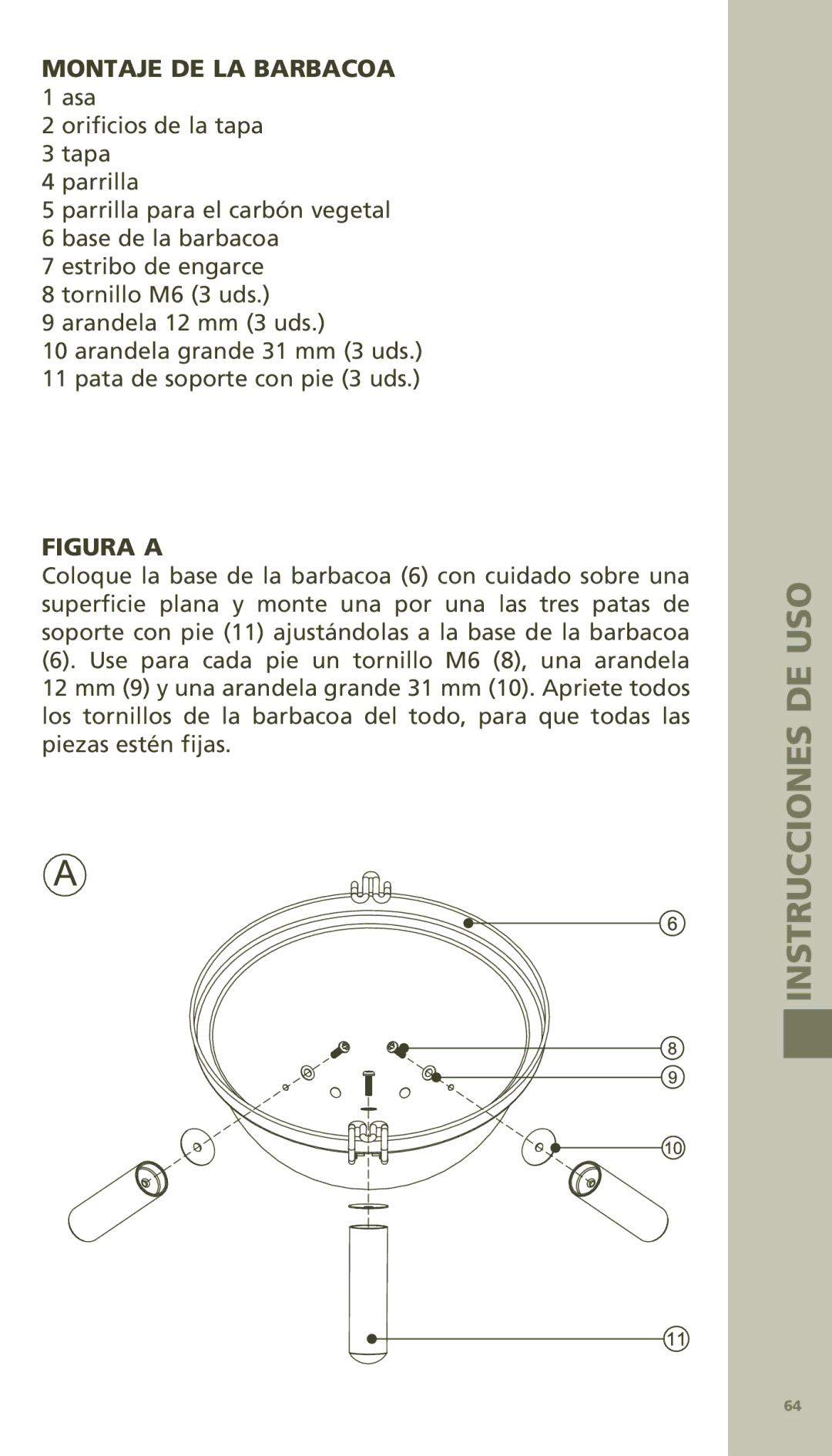 Bodum 11421 manual Montaje DE LA Barbacoa, Figura a 