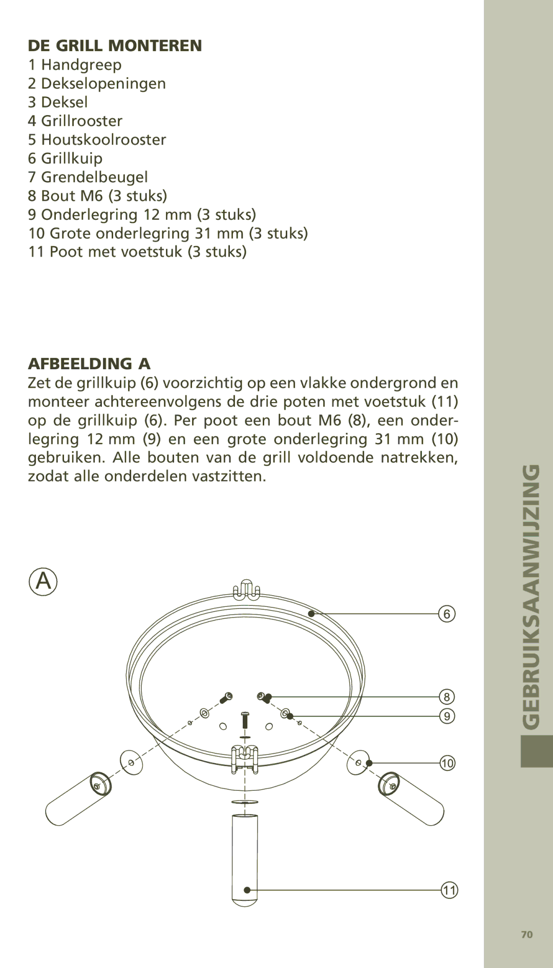 Bodum 11421 manual DE Grill Monteren, Afbeelding a 