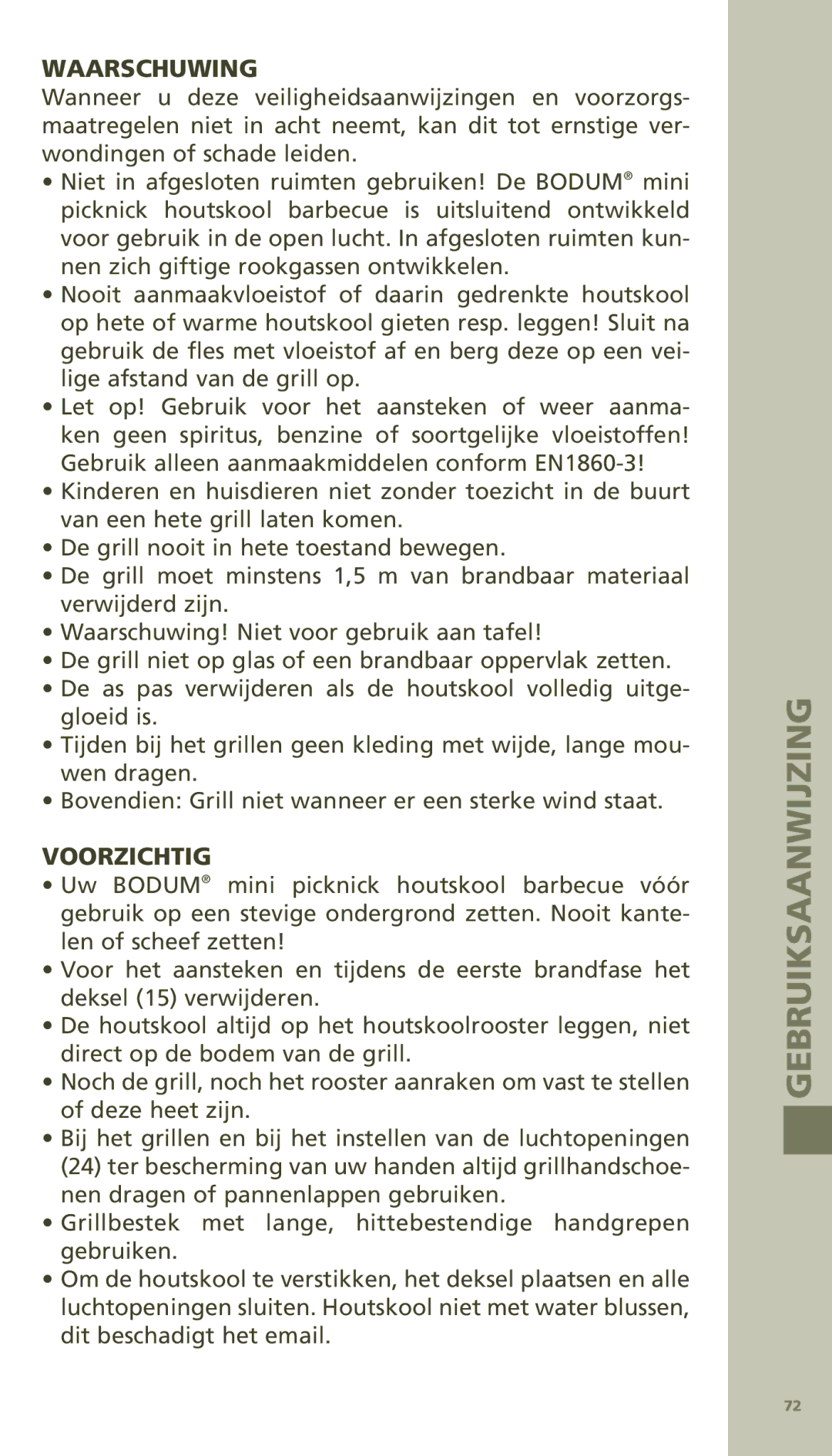 Bodum 11421 manual Waarschuwing, Voorzichtig 