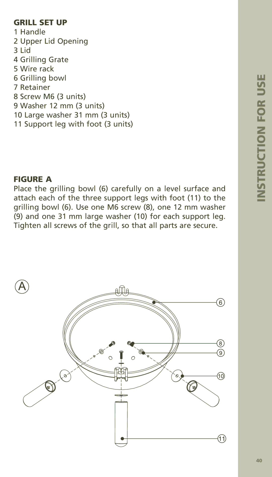 Bodum 11421 manual Grill SET UP, Figure a 