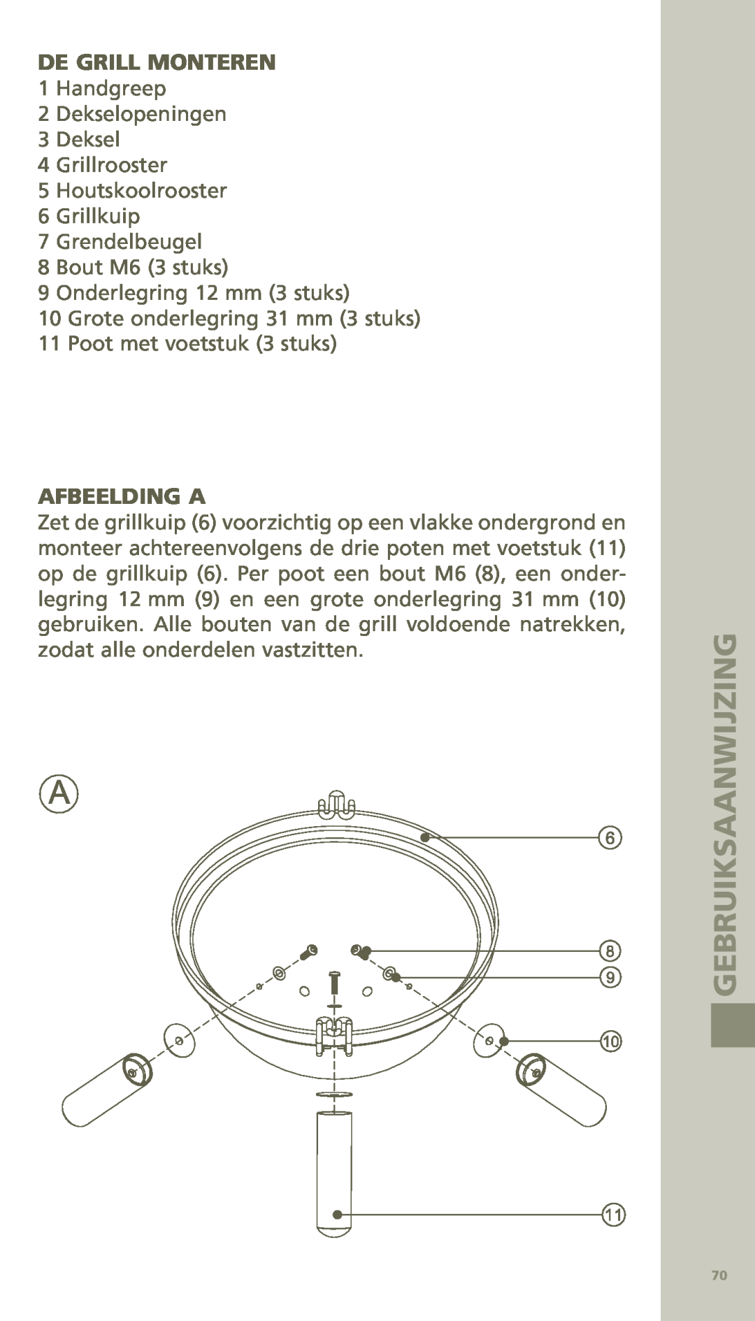 Bodum 11421 manual De Grill Monteren, Afbeelding A 