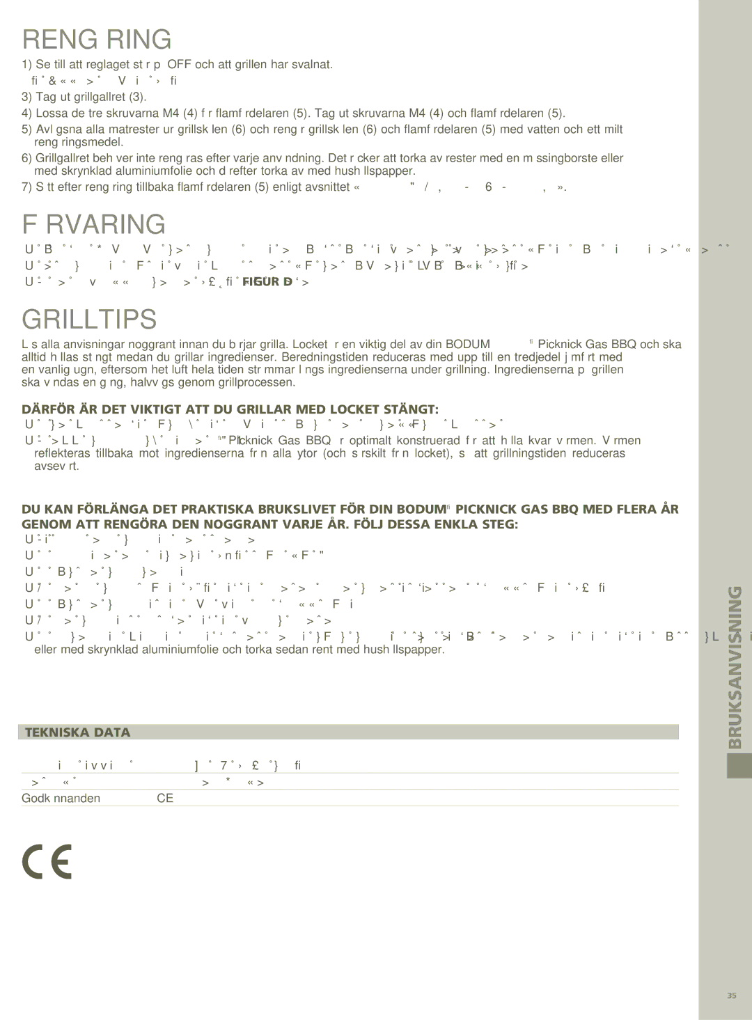 Bodum 11450P manual Rengöring, Förvaring, Grilltips, Därför ÄR DET Viktigt ATT DU Grillar MED Locket Stängt, Tekniska Data 