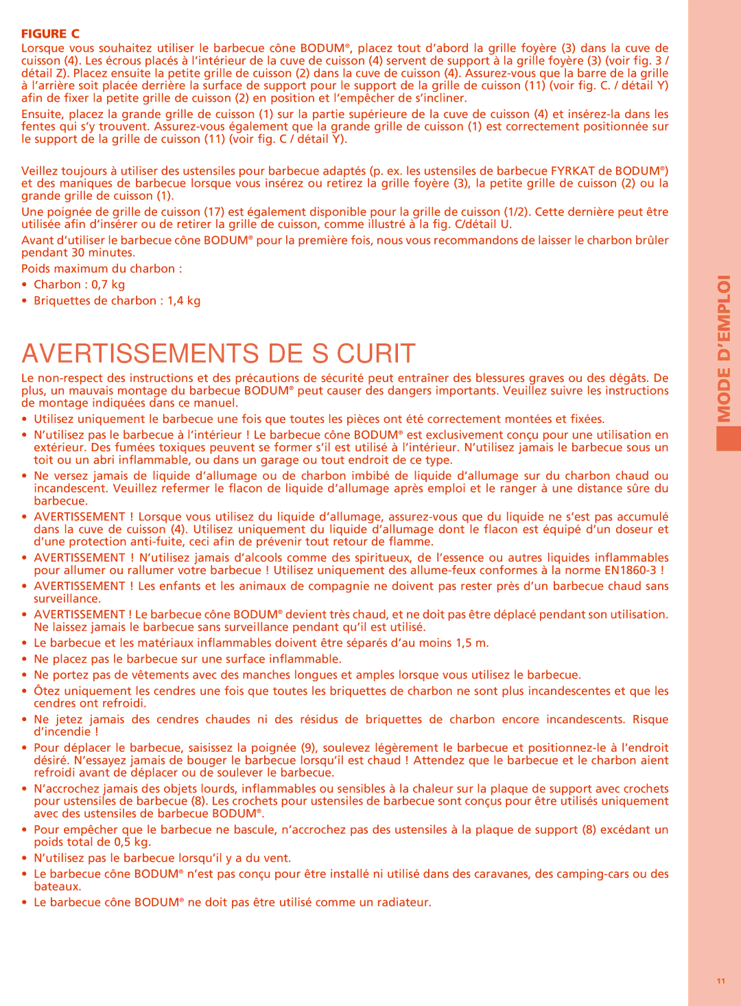 Bodum 11478 manual Avertissements DE Sécurité, Figure C 