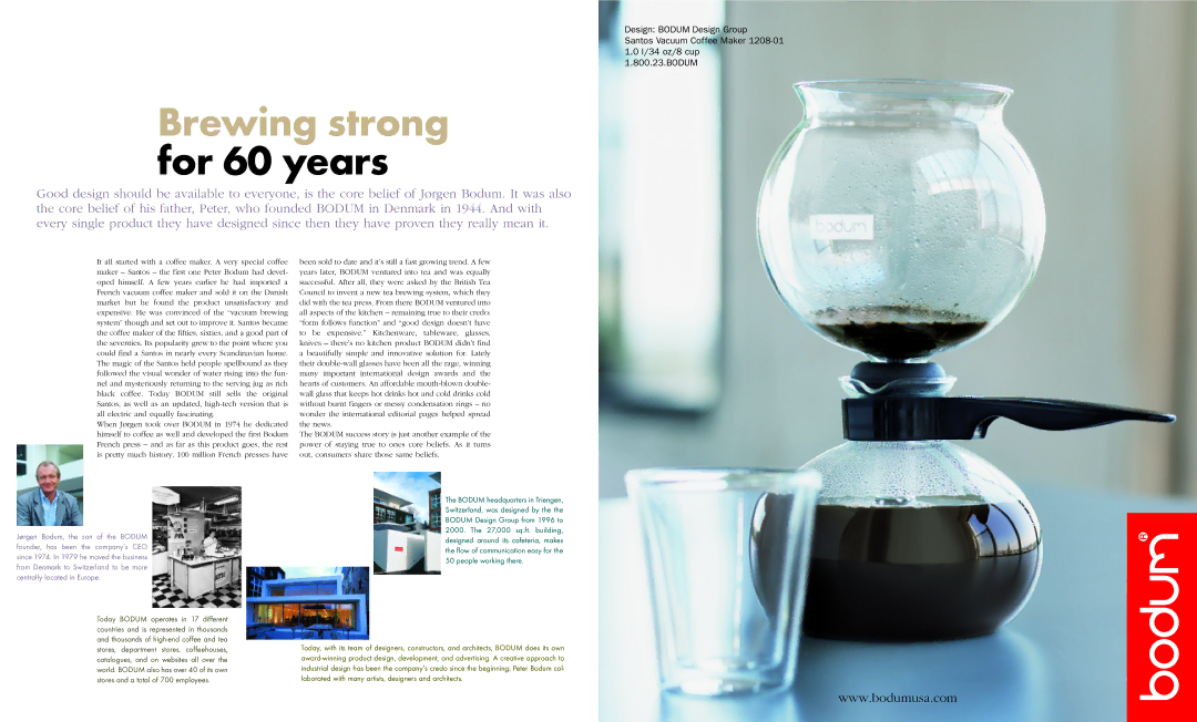Bodum Cofee Grinder manual Brewing strong for 60 years 