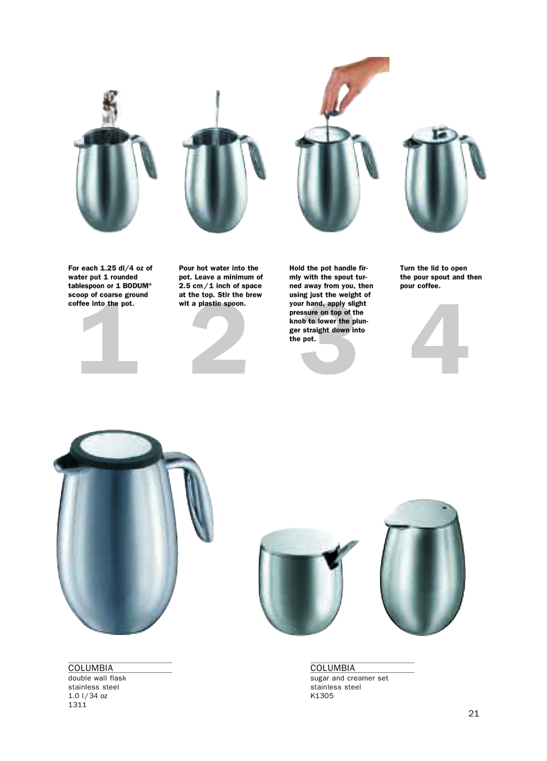 Bodum Electric Hot Pot manual Turn the lid to open Pour spout and then pour coffee 