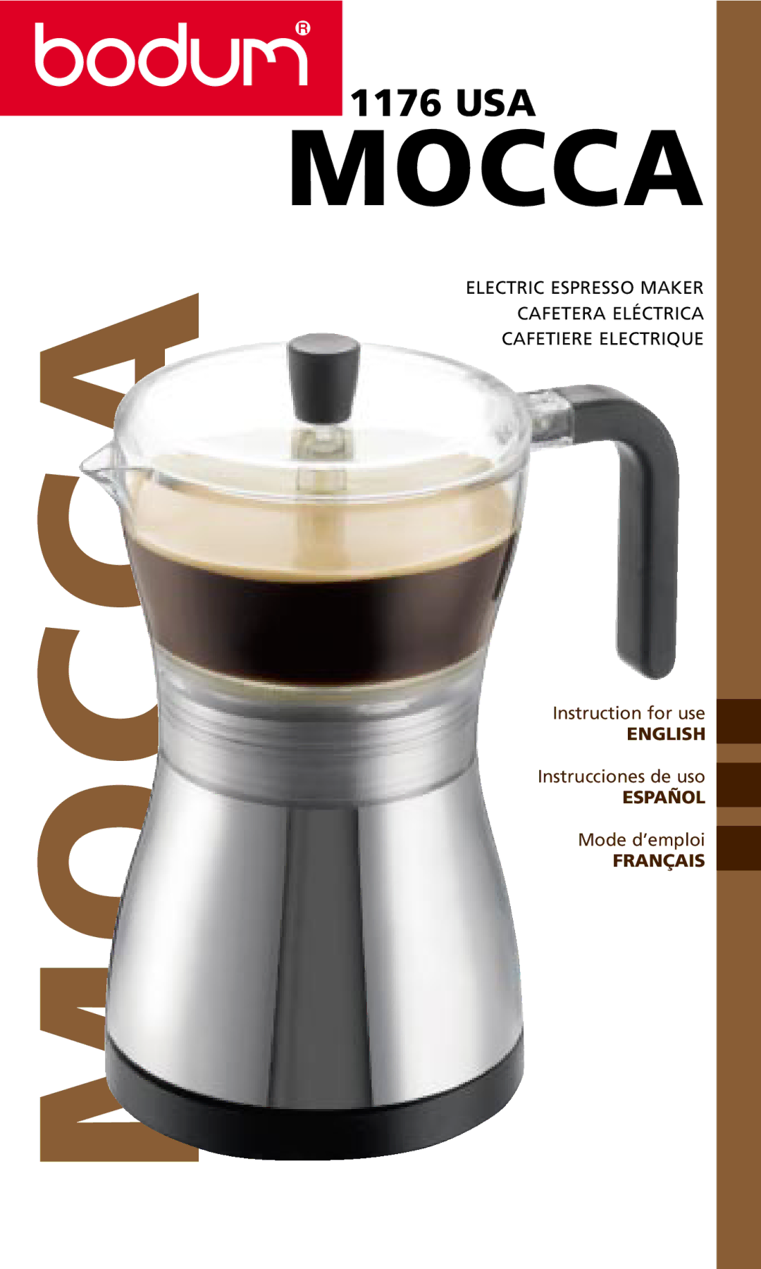 Bodum MOCCA 1176 USA manual Mocca 