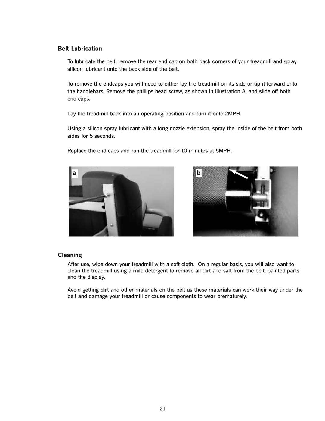 Body Solid 1.3 manual Belt Lubrication, Cleaning 