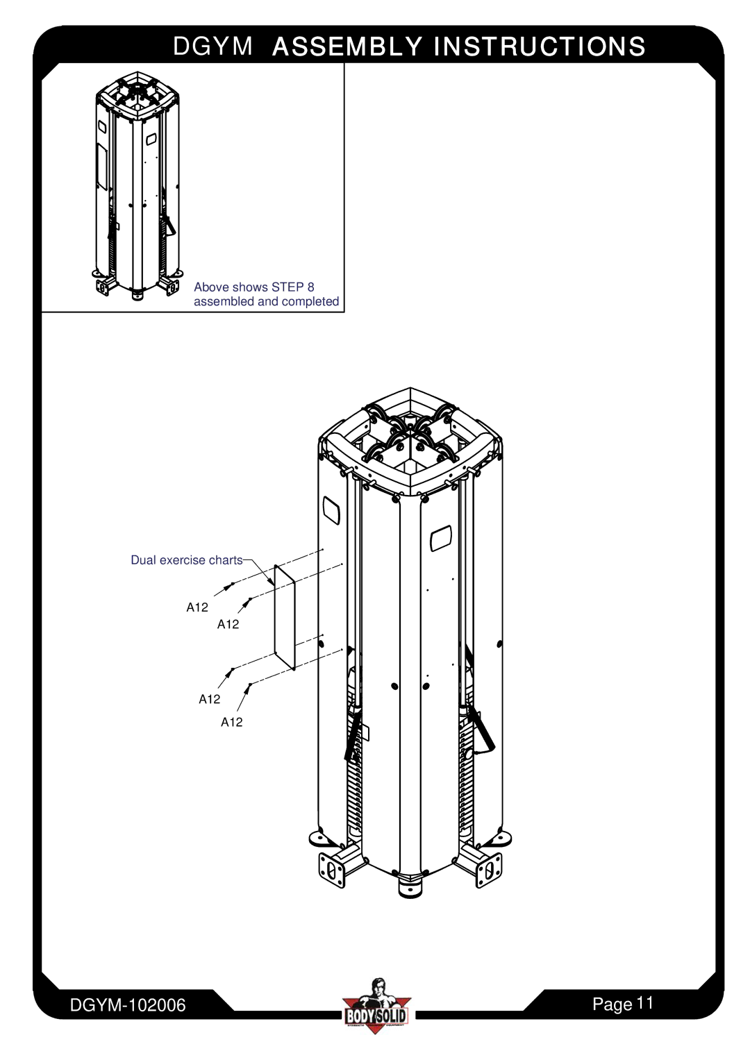 Body Solid DGYM manual Dual exercise charts 