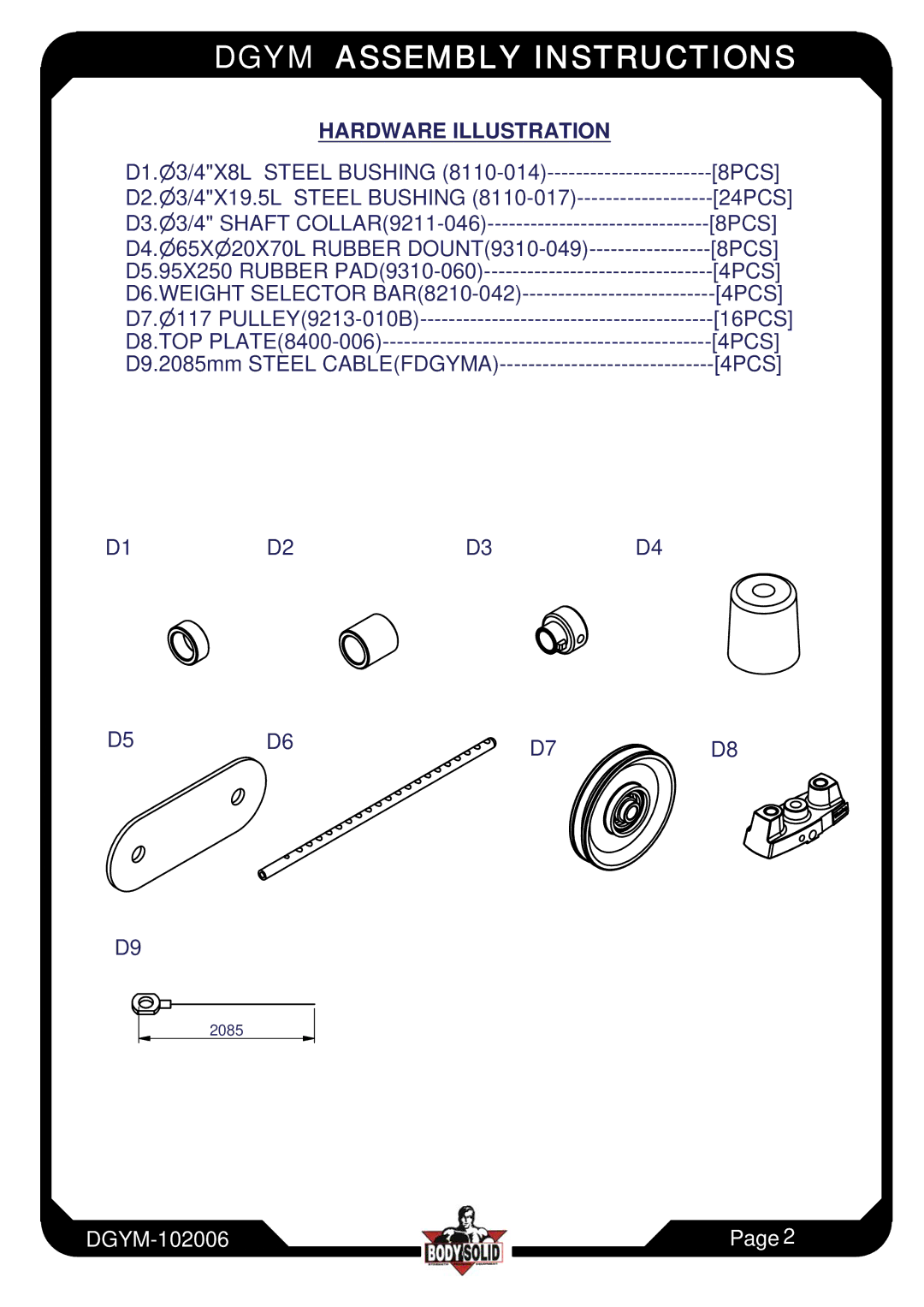 Body Solid DGYM manual 2085 