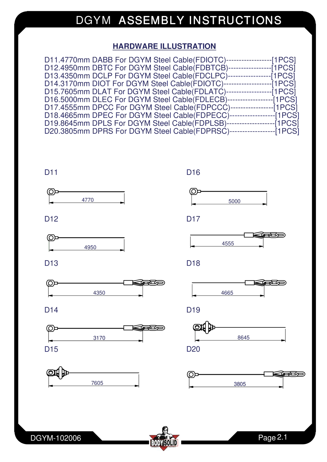 Body Solid DGYM manual D12 D17 