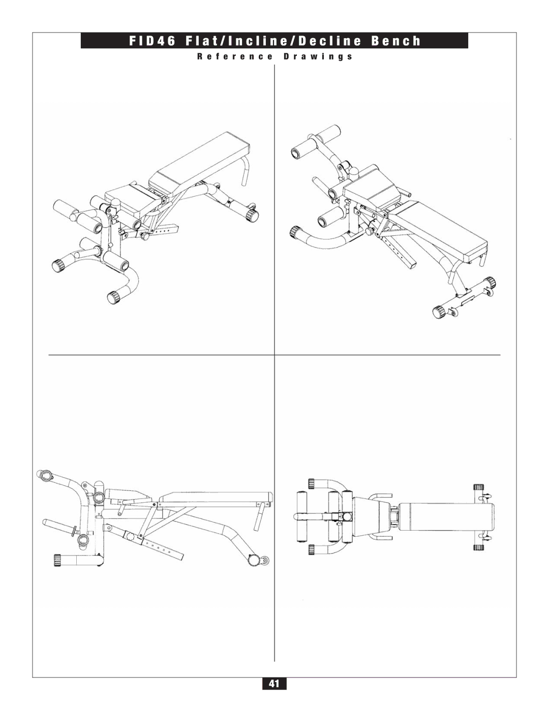 Body Solid FID 46 manual D 4 6 F l a t / I n c l i n e / D e c l i n e B e n c h 