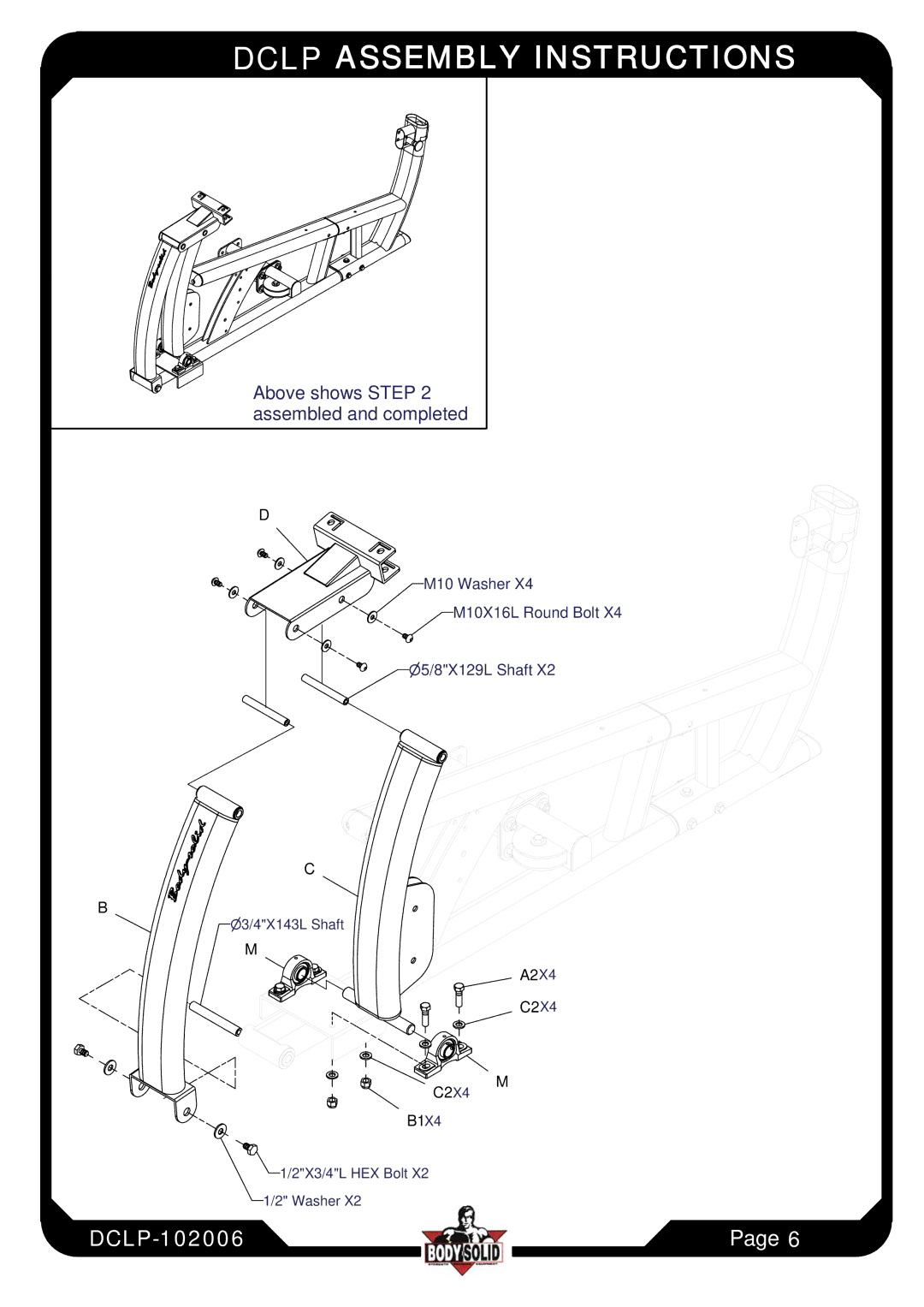 Body Solid Fitness Equipment manual M10 Washer 