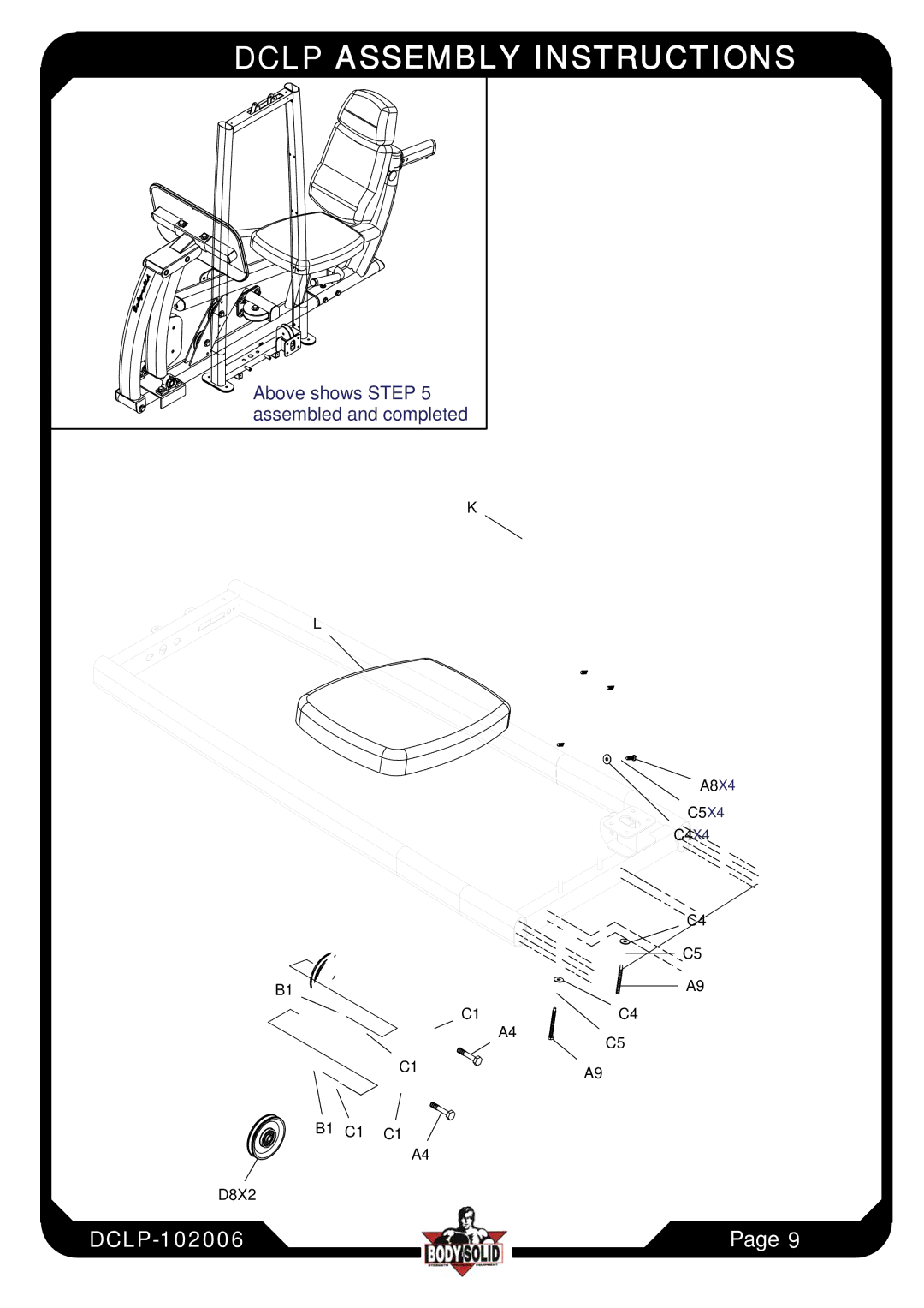 Body Solid Fitness Equipment manual Above shows assembled and completed 