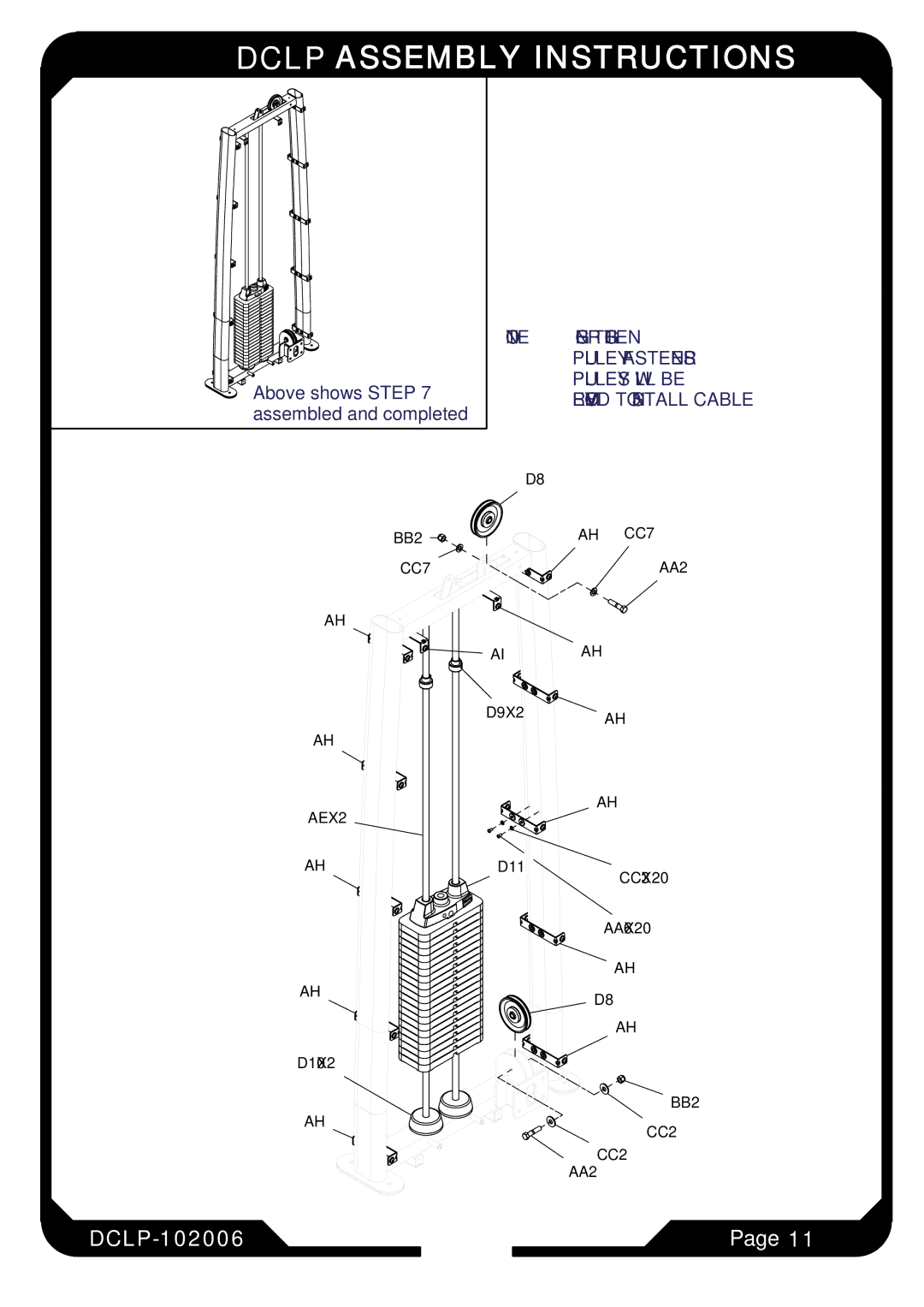 Body Solid Fitness Equipment manual Pulley Fasteners 