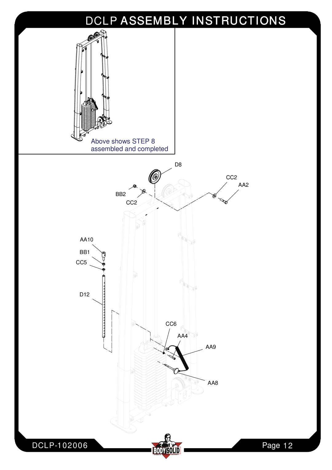 Body Solid Fitness Equipment manual CC2 AA2 BB2 