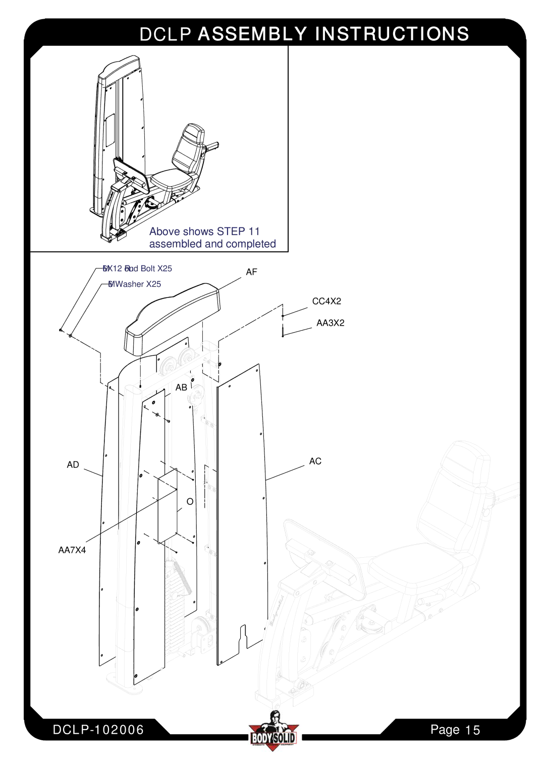 Body Solid Fitness Equipment manual CC4X2 AA3X2 AA7X4 