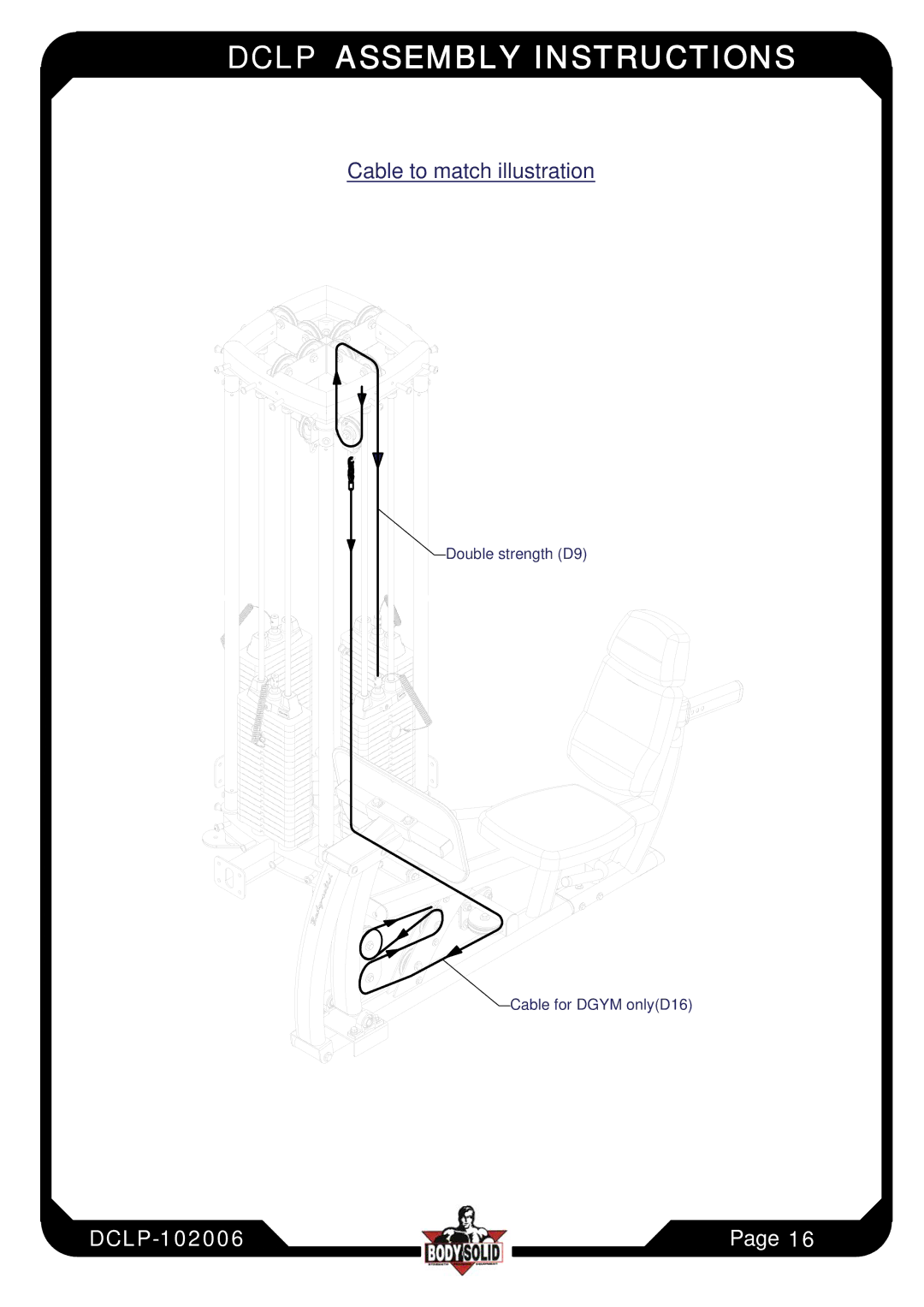 Body Solid Fitness Equipment manual Cable to match illustration 