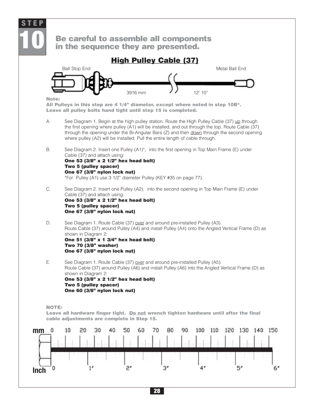 Body Solid G2B manual High Pulley Cable 