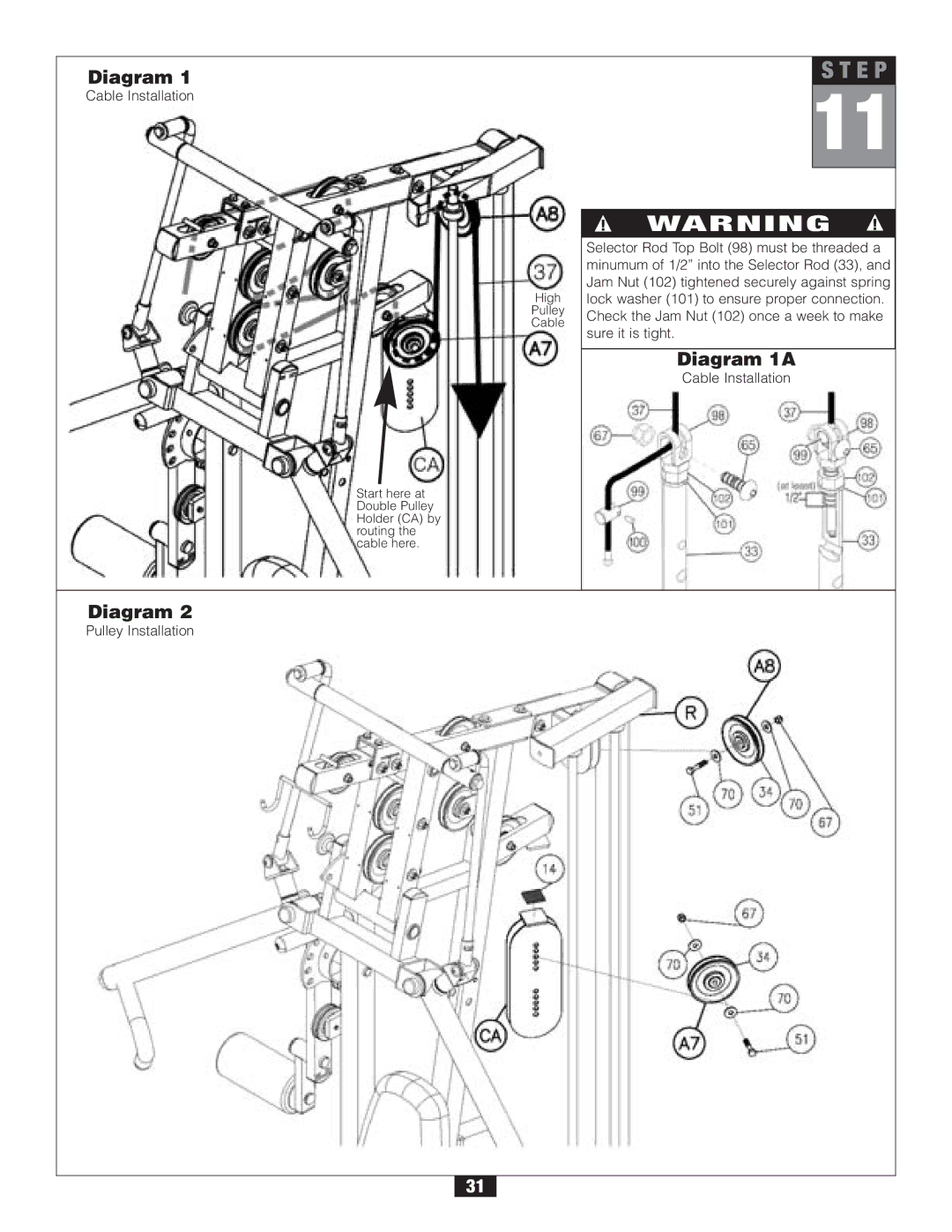 Body Solid G2B manual Diagram 1A 