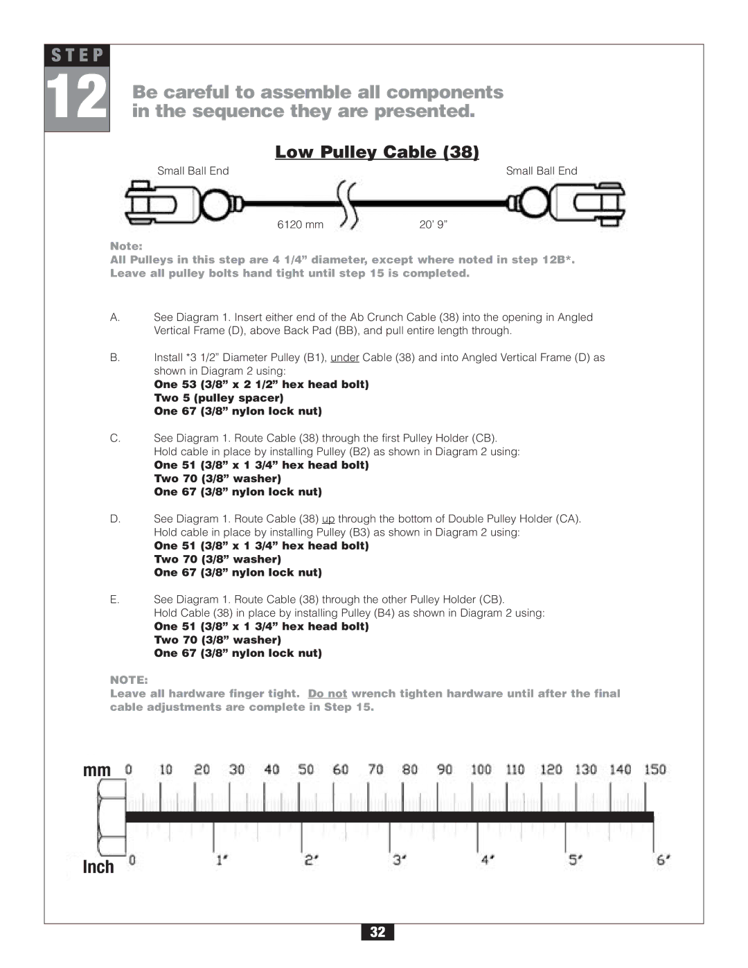 Body Solid G2B manual Low Pulley Cable 