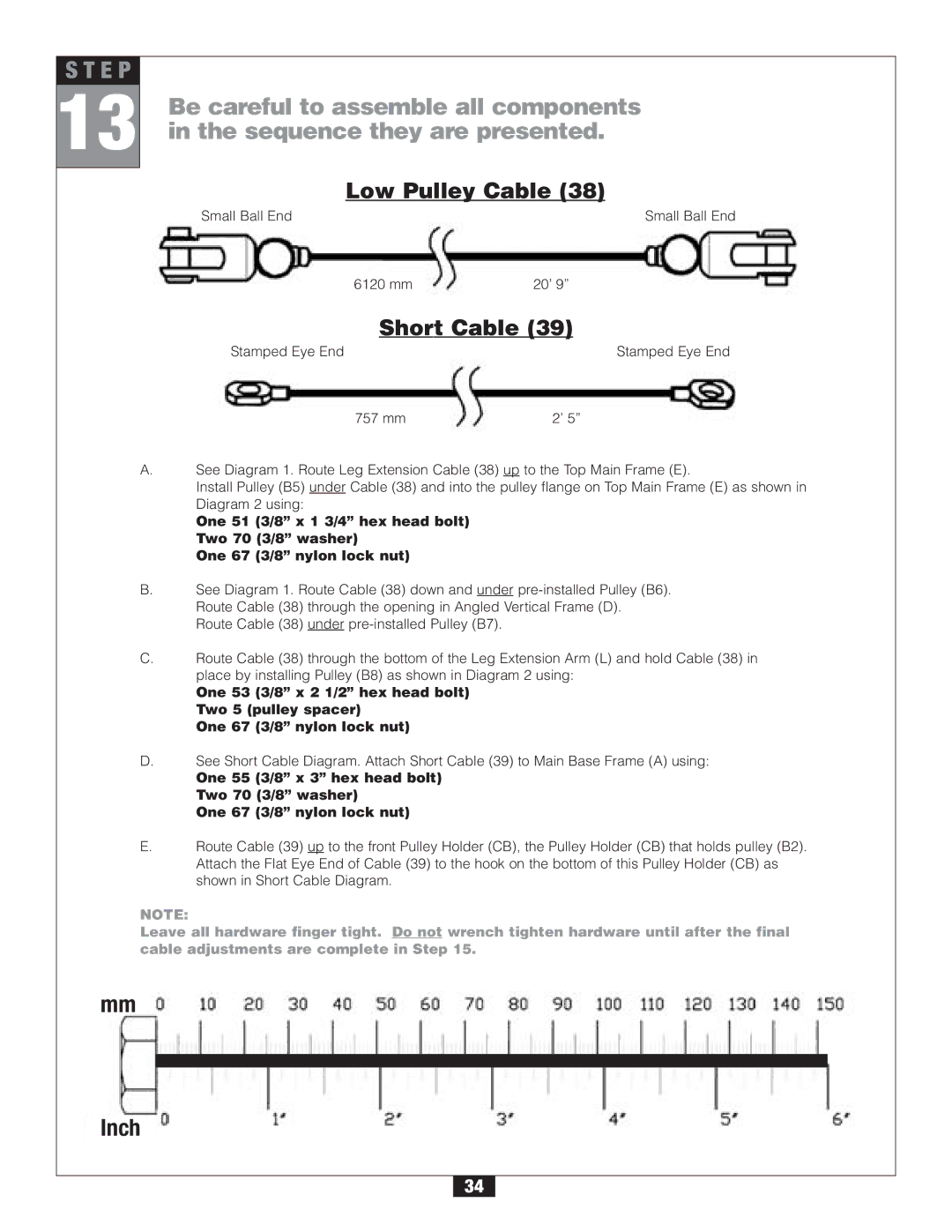 Body Solid G2B manual Short Cable 