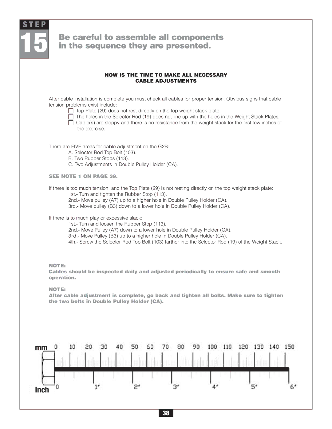 Body Solid G2B manual See Note 1 on 