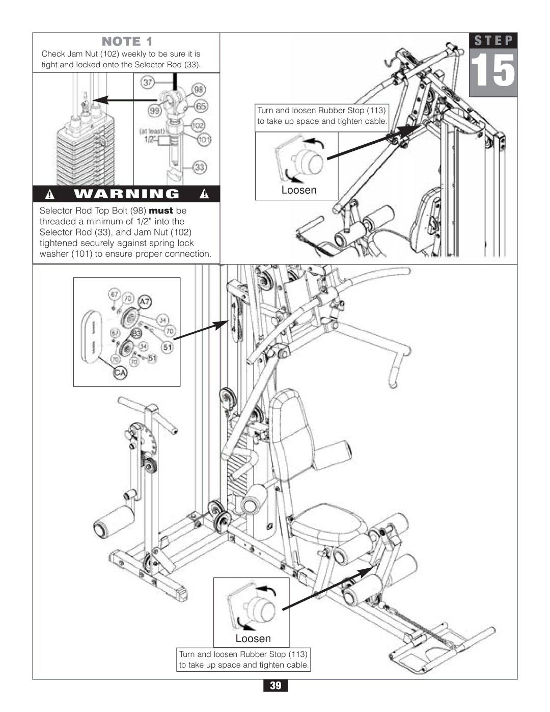 Body Solid G2B manual Loosen 