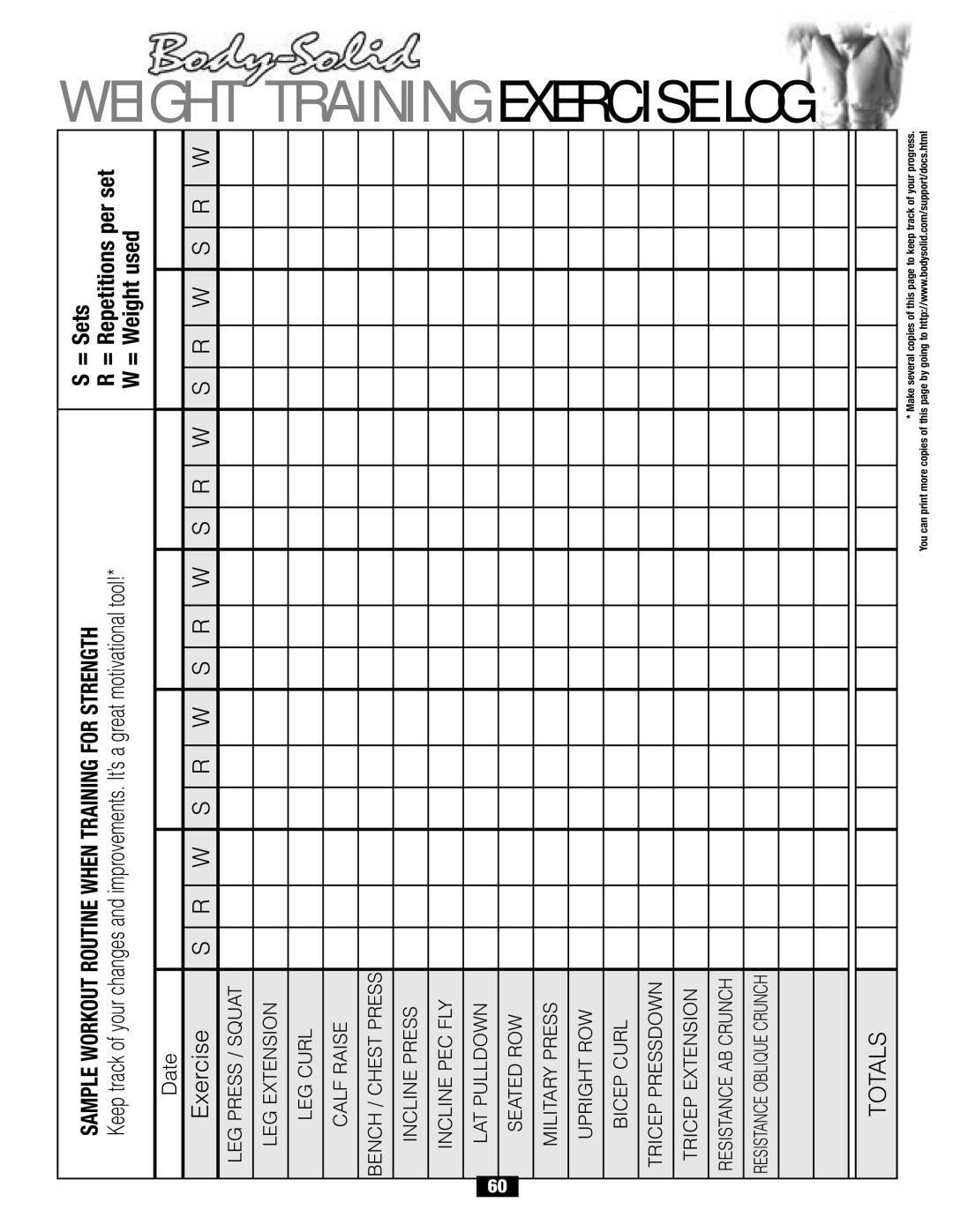 Body Solid G2B manual Sample Workout Routine When Training for Strength 