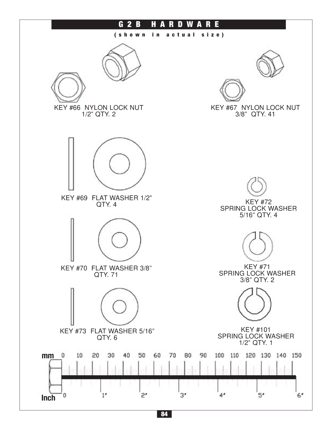 Body Solid G2B manual KEY #66 Nylon Lock NUT 