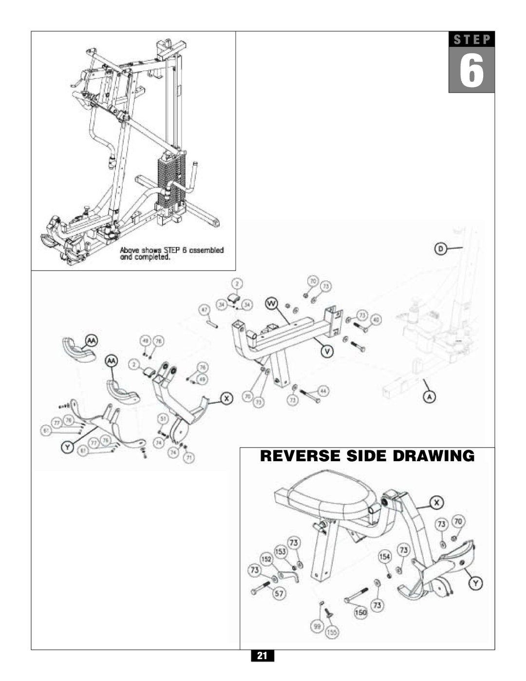 Body Solid G6B manual Reverse Side Drawing 