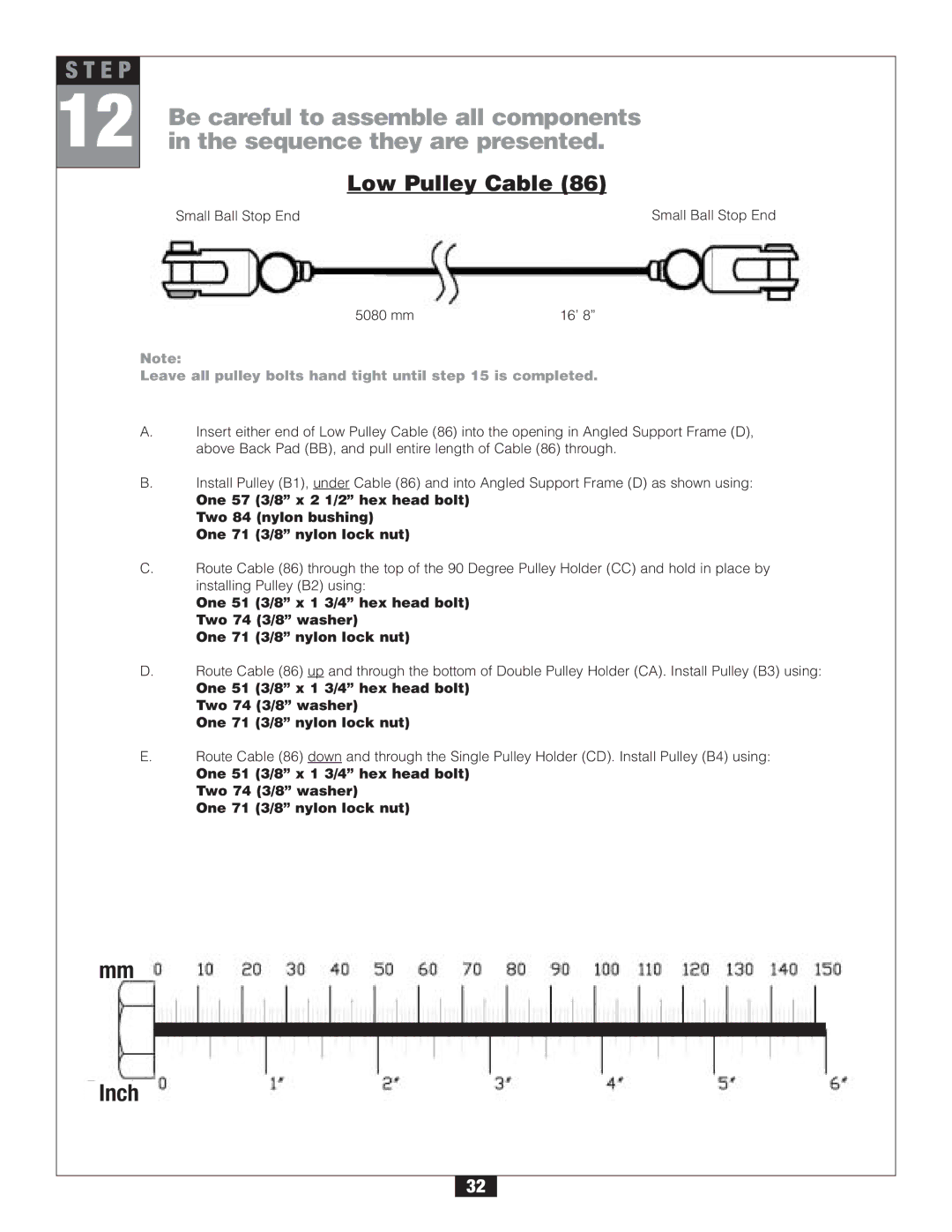 Body Solid G6B manual Low Pulley Cable 