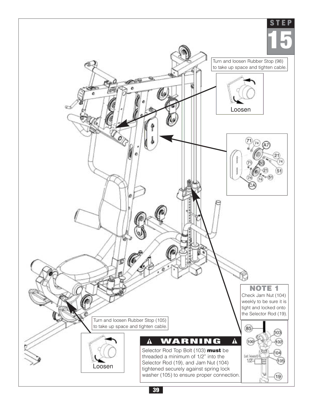 Body Solid G6B manual Loosen 