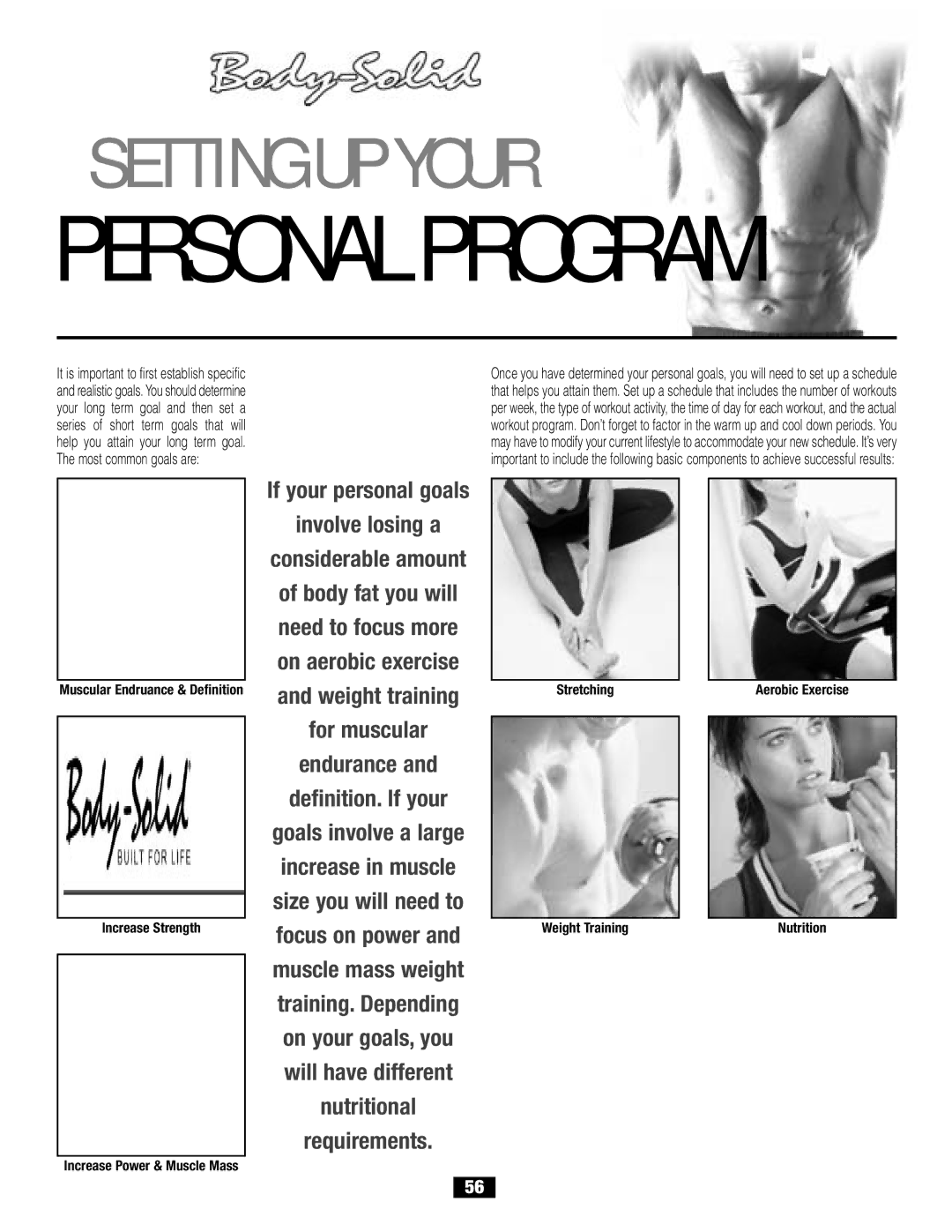 Body Solid G6B manual Personal Program 