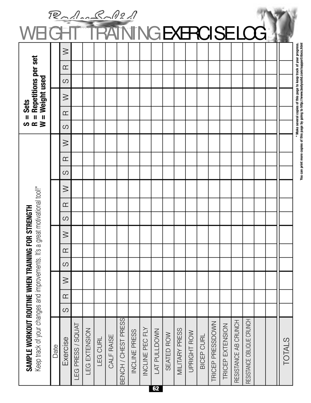 Body Solid G6B manual Sample Workout Routine When Training for Strength 