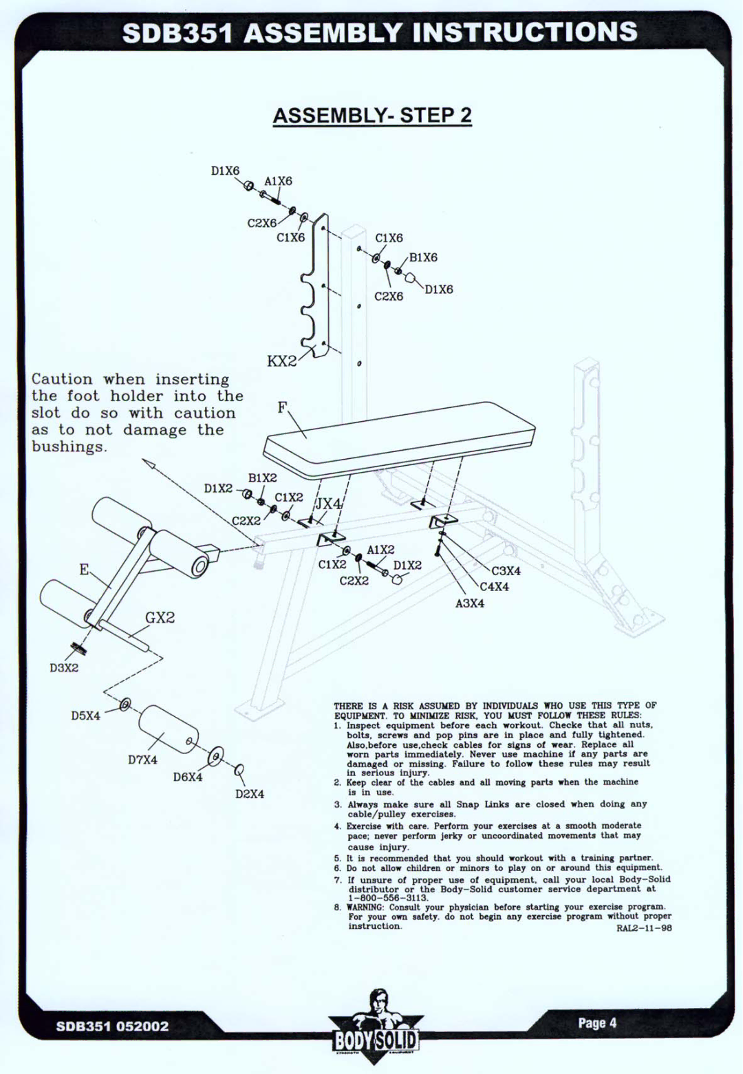 Body Solid SDB-351 manual 