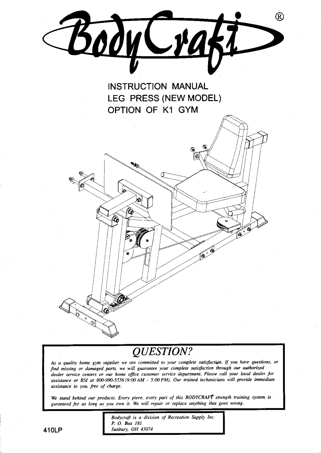 BodyCraft 410LP manual 