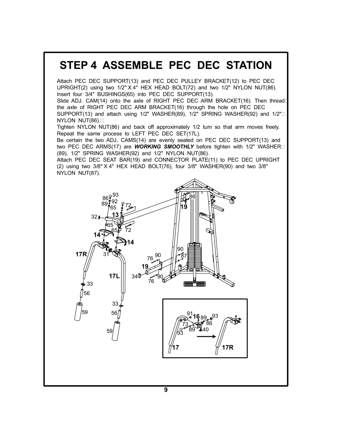 BodyCraft BCG 446 manual Assemble PEC DEC Station 