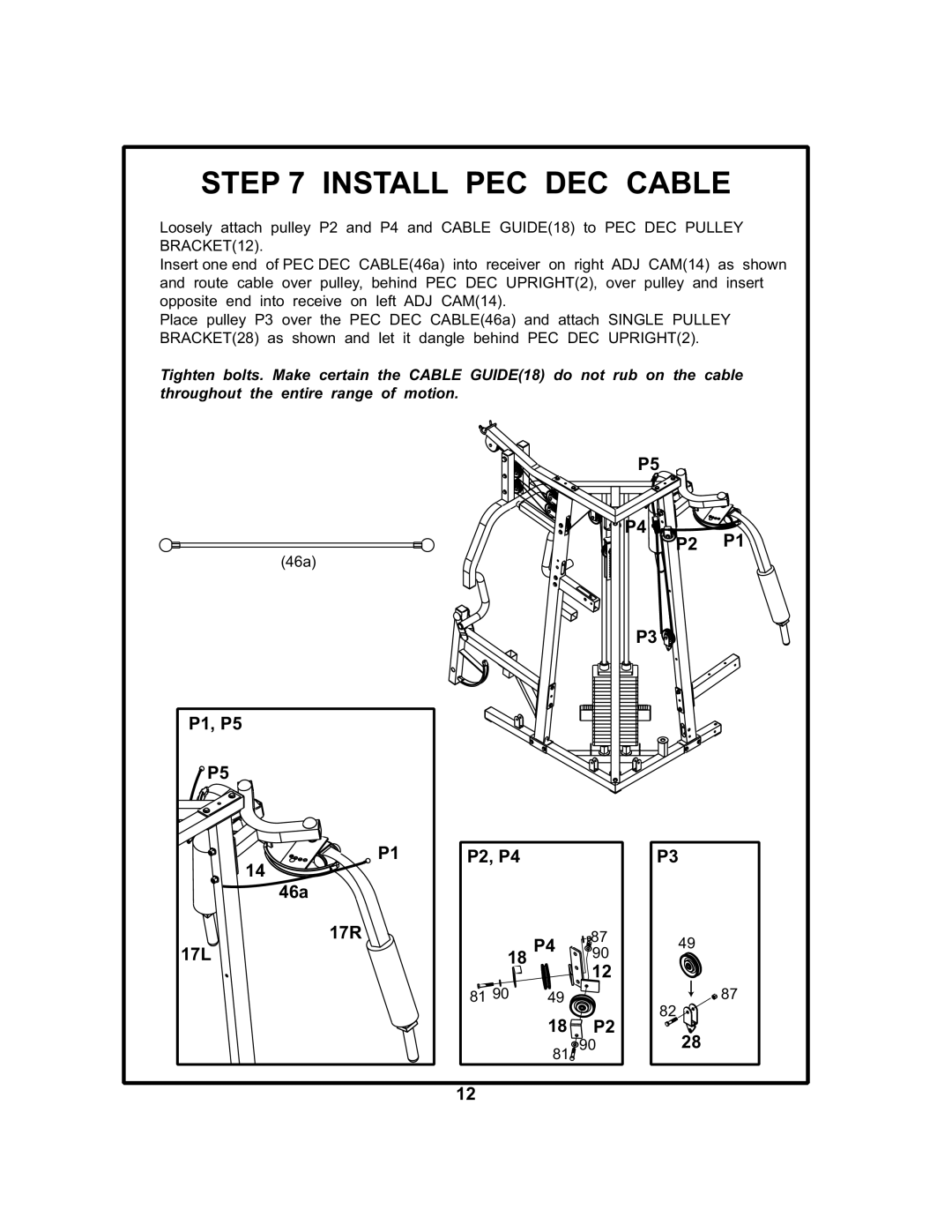 BodyCraft BCG 446 manual Install PEC DEC Cable 