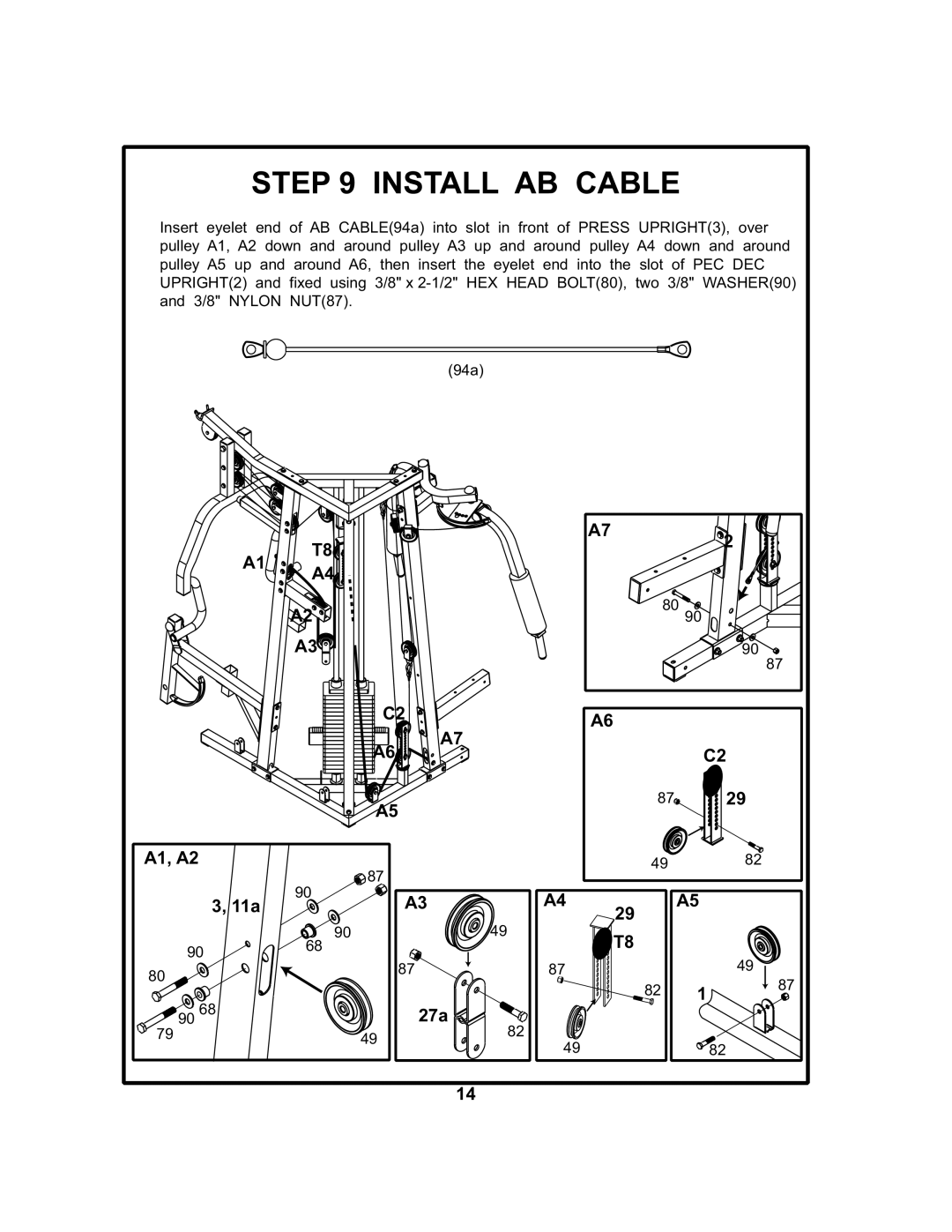 BodyCraft BCG 446 manual Install AB Cable 