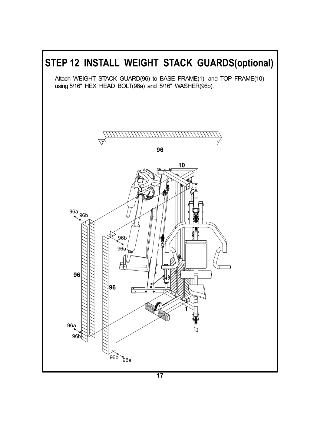 BodyCraft BCG 446 manual Install Weight Stack GUARDSoptional 